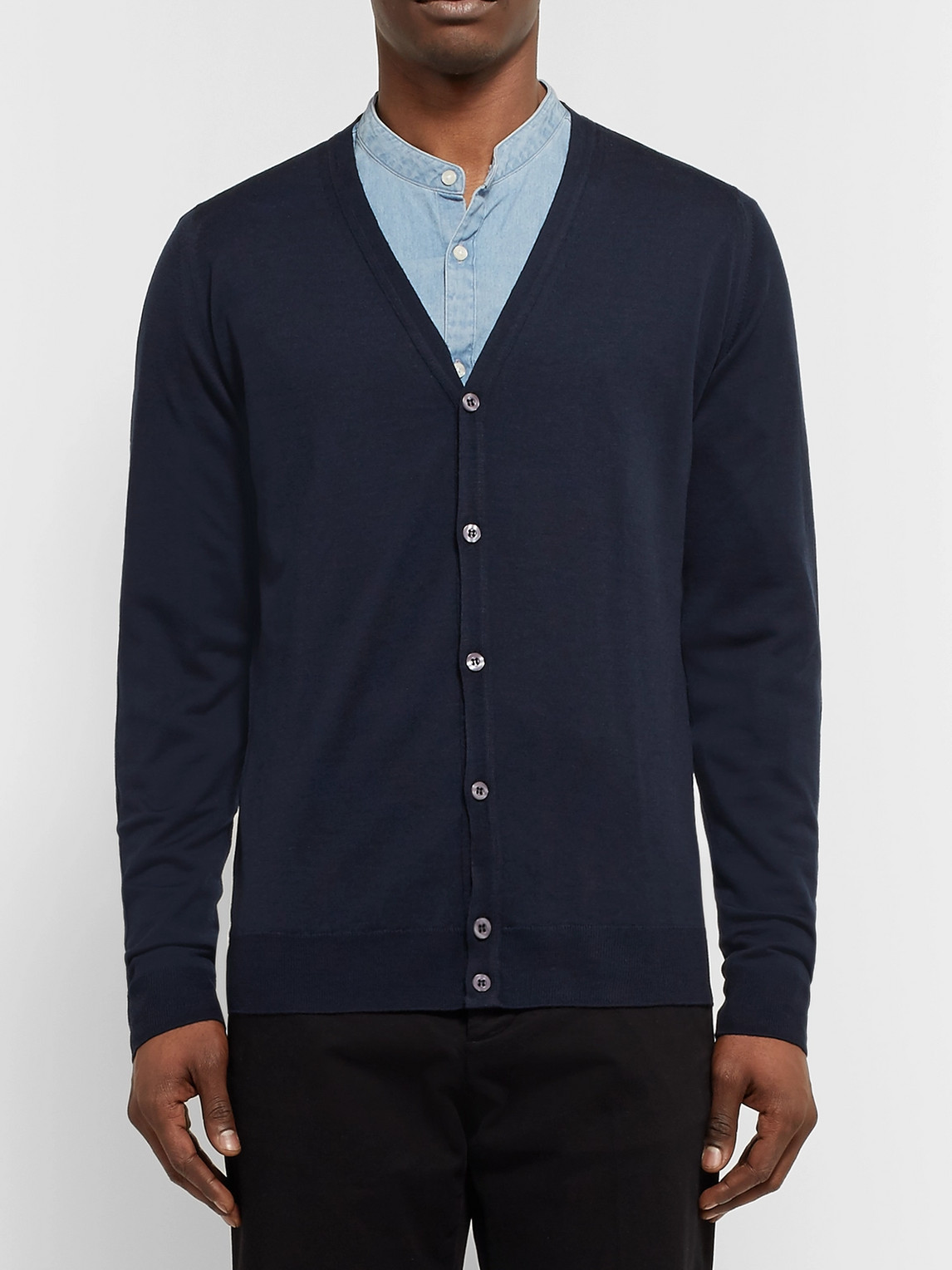 Shop John Smedley Petworth Merino Wool Cardigan In Blue