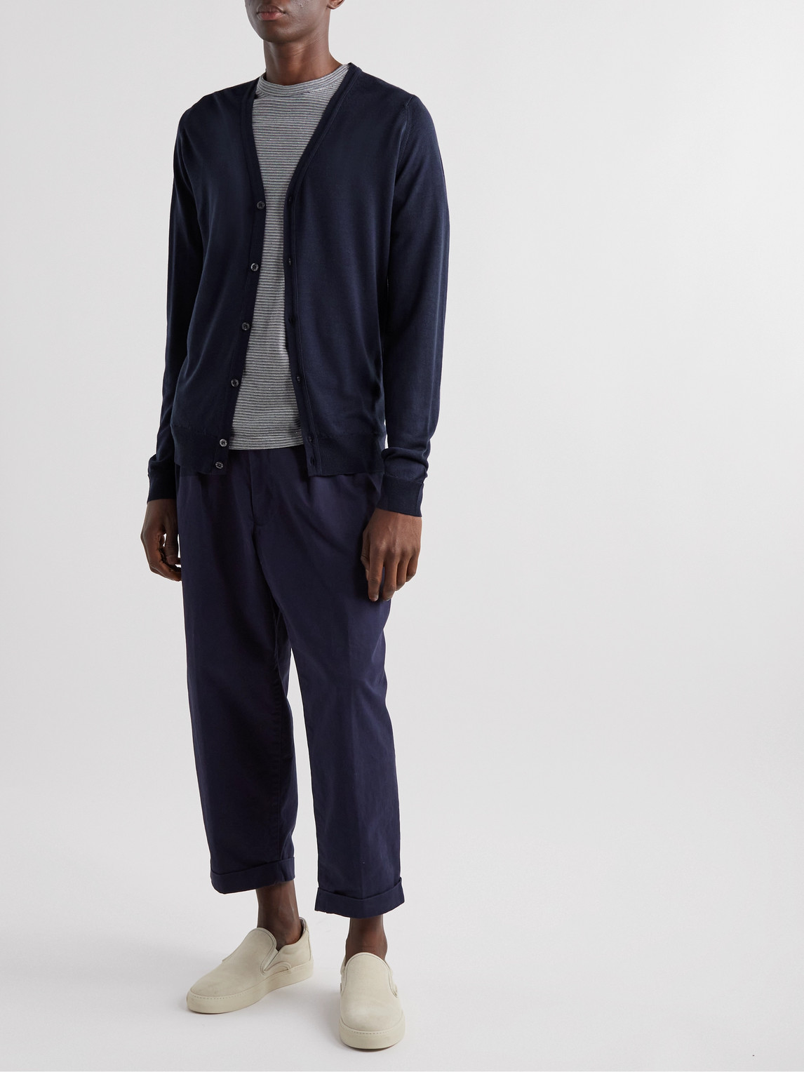 Shop John Smedley Petworth Merino Wool Cardigan In Blue