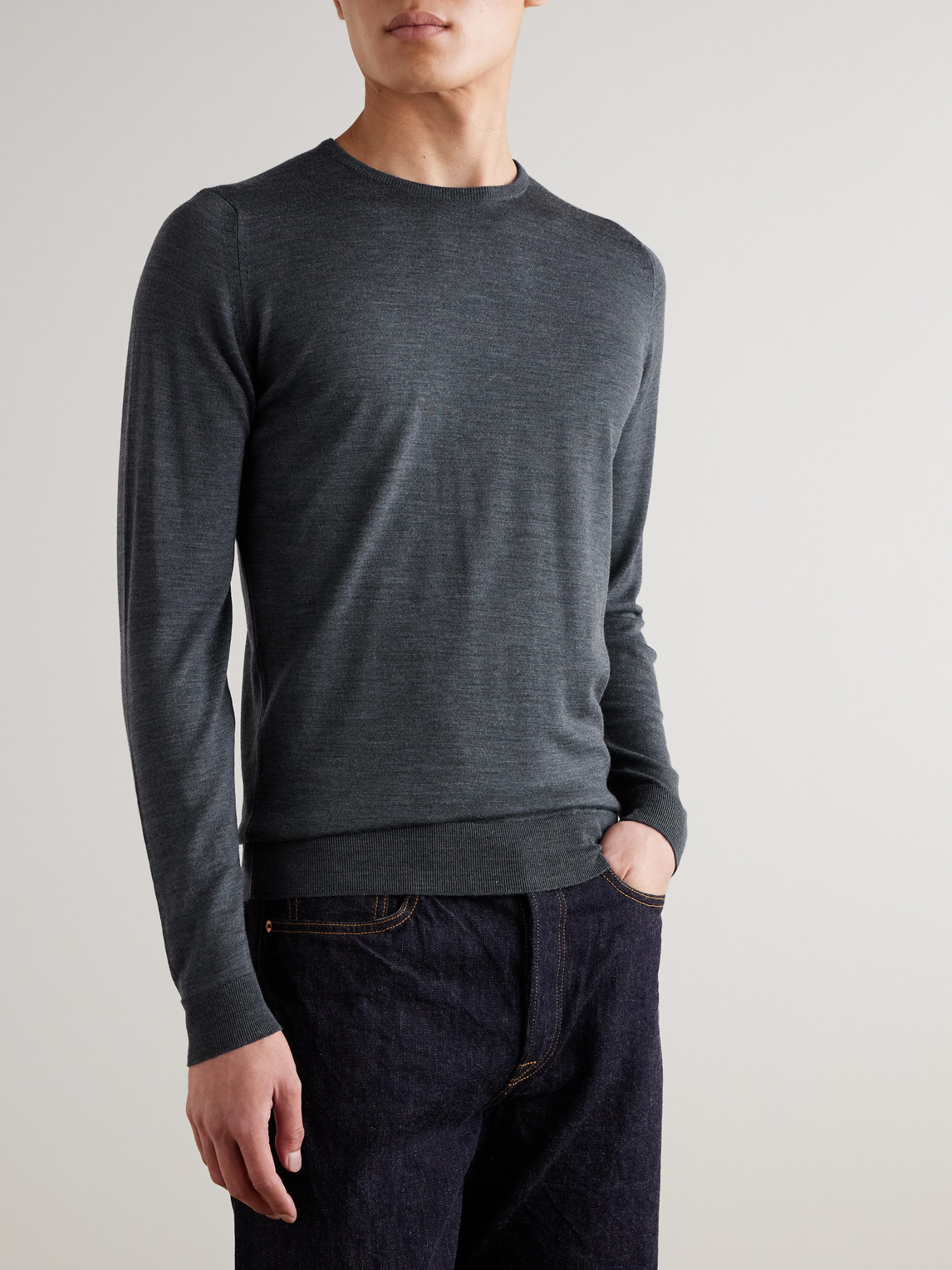 John Smedley Cherwell Merino Wool Turtleneck Sweater In Gray