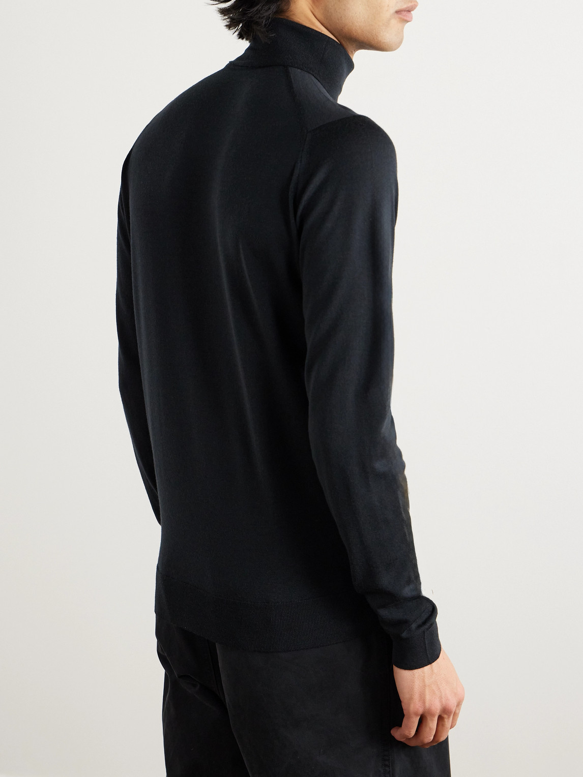 Shop John Smedley Cherwell Merino Wool Rollneck Sweater In Black