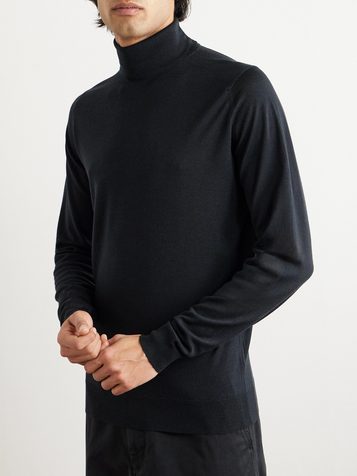 Shop John Smedley Cherwell Merino Wool Rollneck Sweater In Black