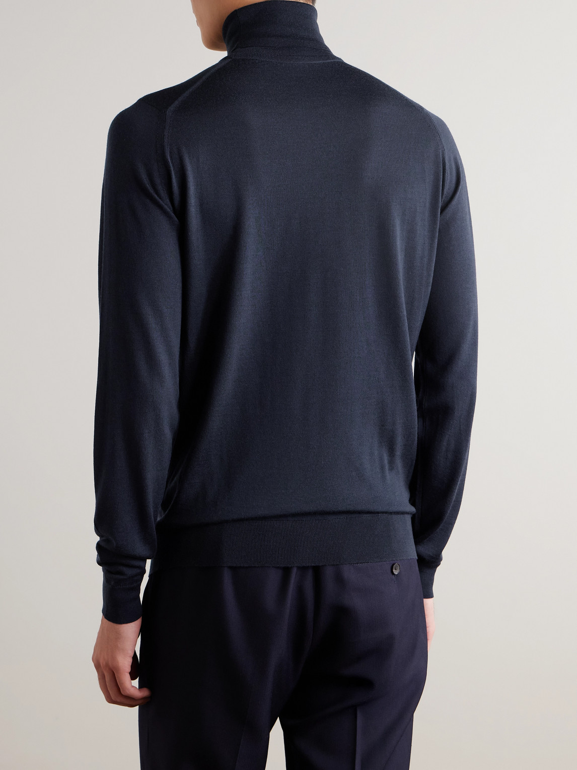 Shop John Smedley Cherwell Merino Wool Rollneck Sweater In Blue