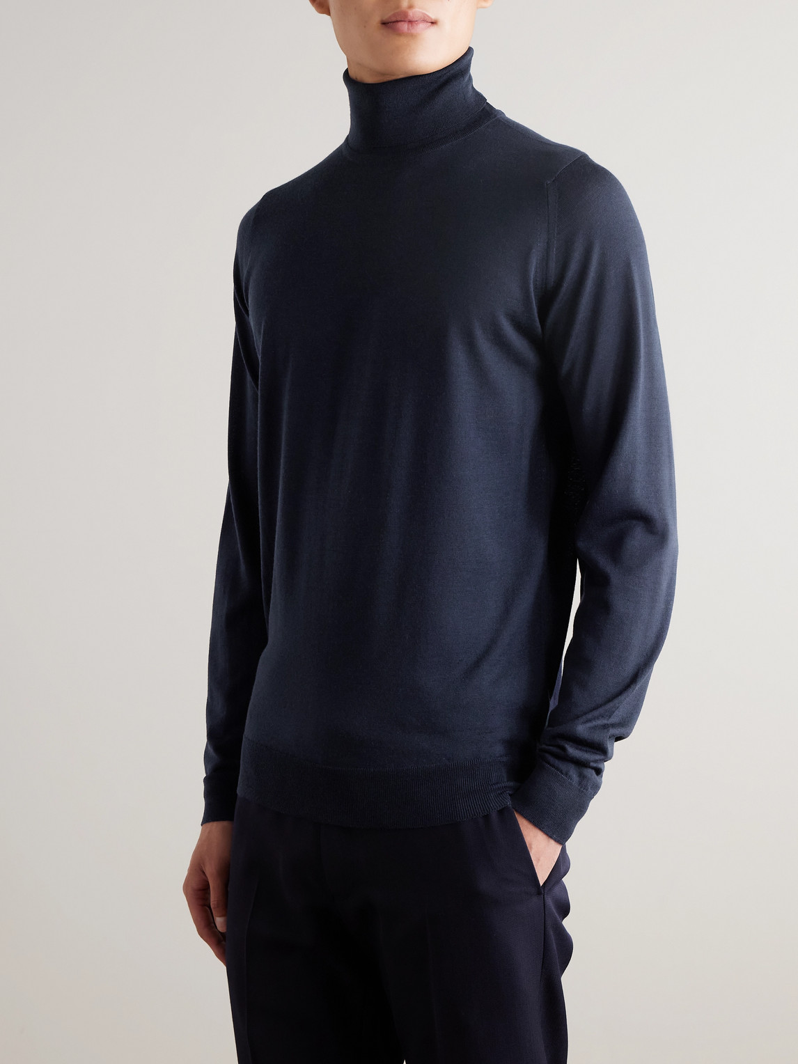 Shop John Smedley Cherwell Merino Wool Rollneck Sweater In Blue