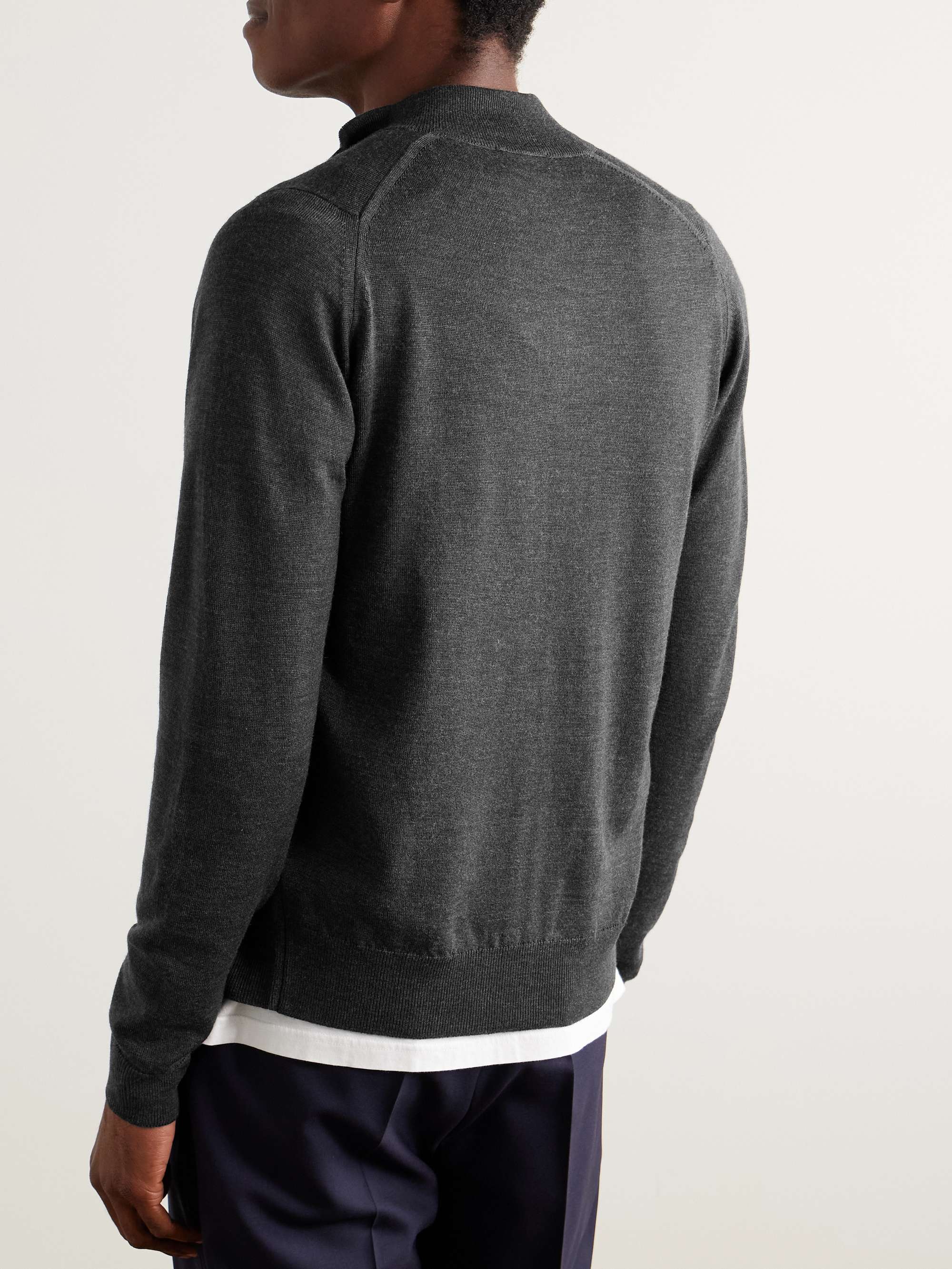 JOHN SMEDLEY Claygate Merino Wool Zip-Up Cardigan
