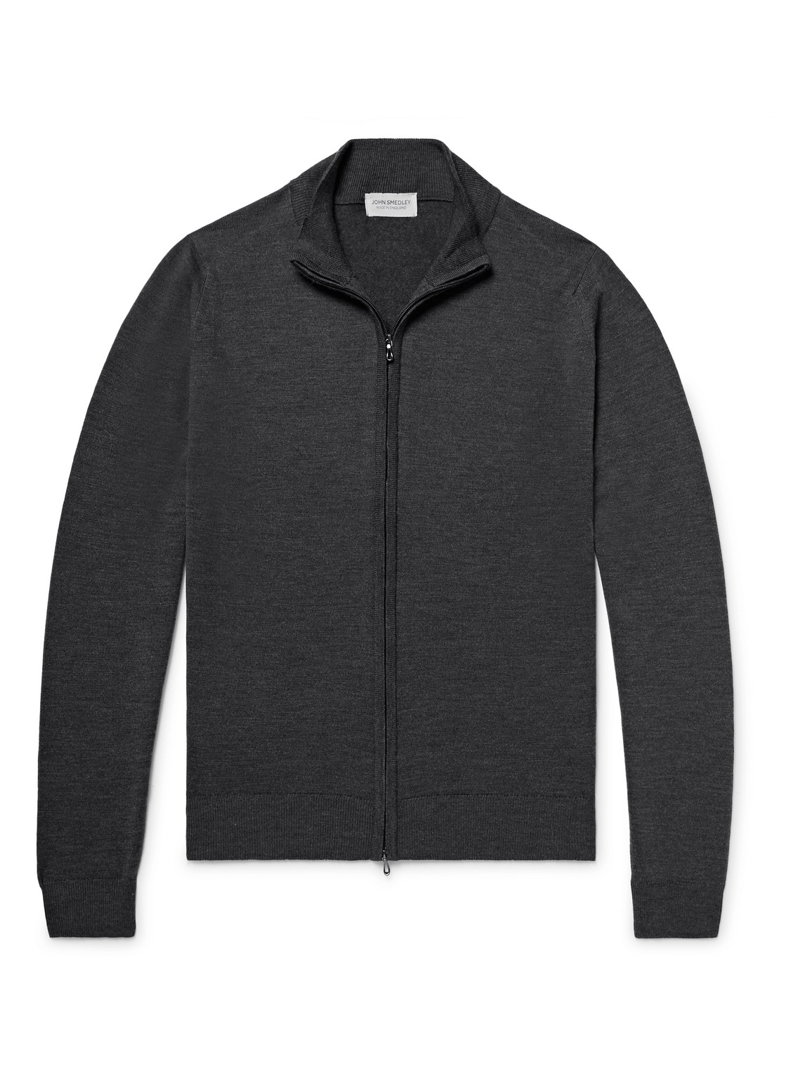 Shop John Smedley Claygate Merino Wool Zip-up Cardigan In Gray