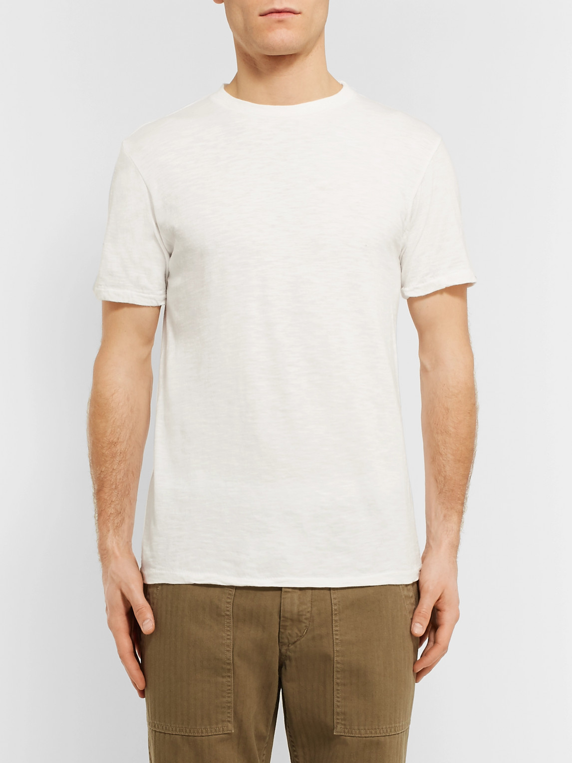 Shop Velva Sheen Slub Cotton-jersey T-shirt In Neutrals
