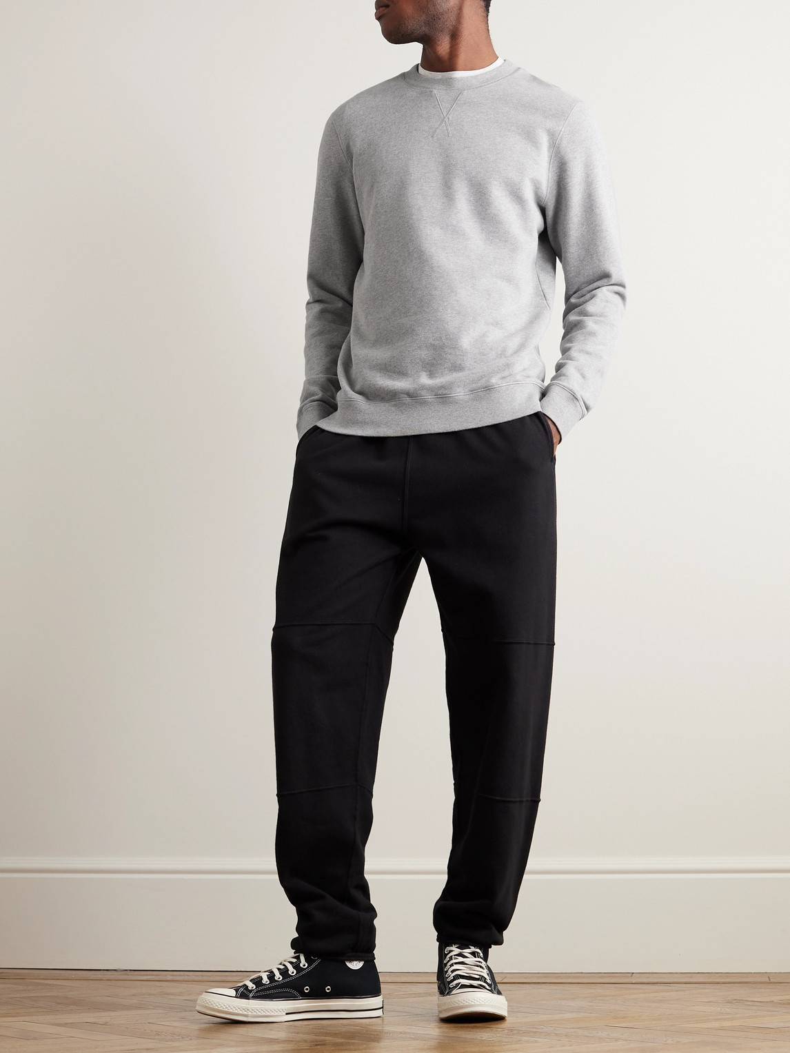 Shop Sunspel Brushed Loopback Cotton-jersey Sweatshirt In Gray