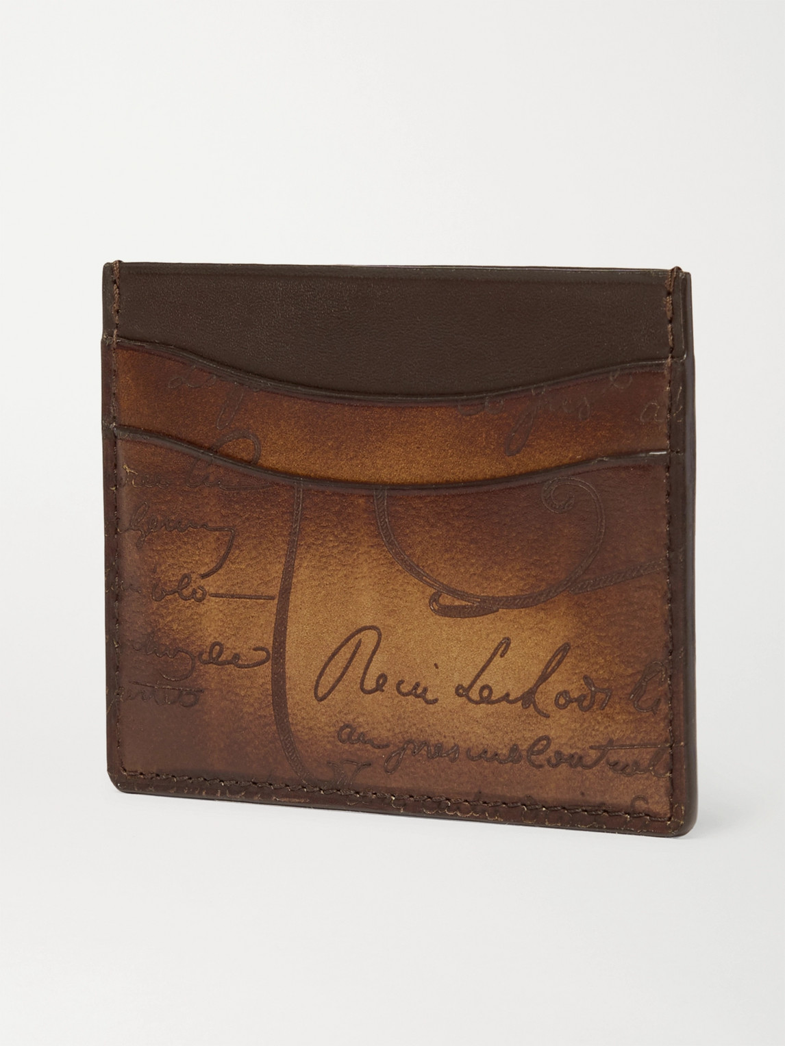 Shop Berluti Bambou Leather Cardholder In Brown