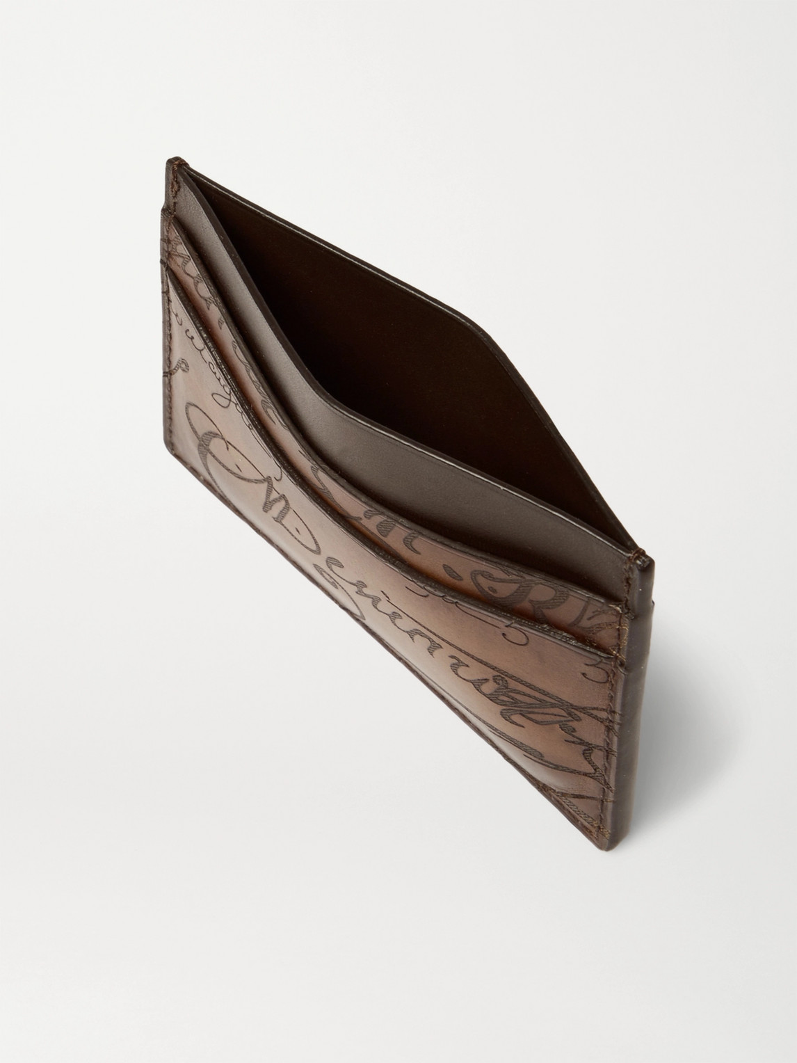 Shop Berluti Bambou Leather Cardholder In Brown