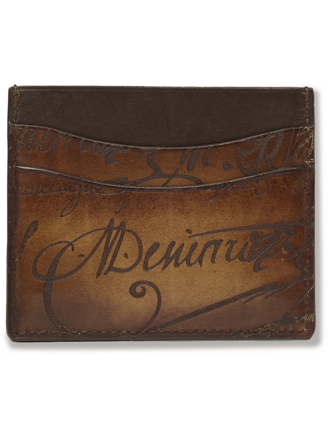 Berluti Bambou Leather Cardholder In Brown