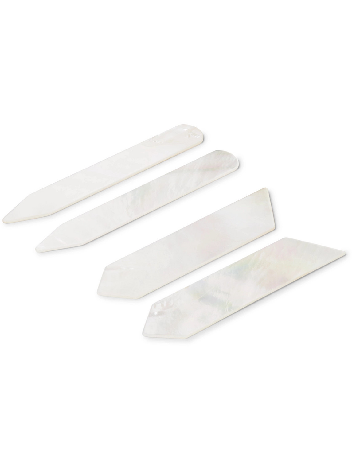 Lorenzi Milano Set Of Two Pairs Of Mother-of-pearl Collar Stays In White