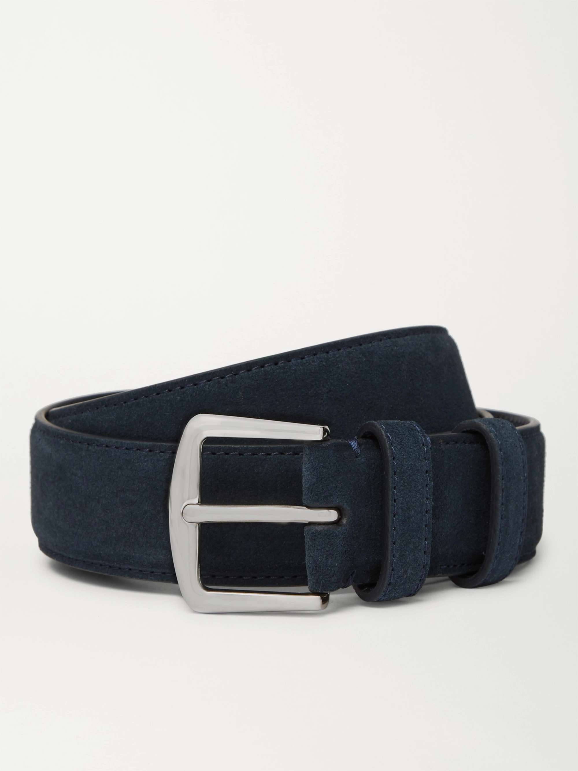3.5cm Midnight-Blue Suede Belt