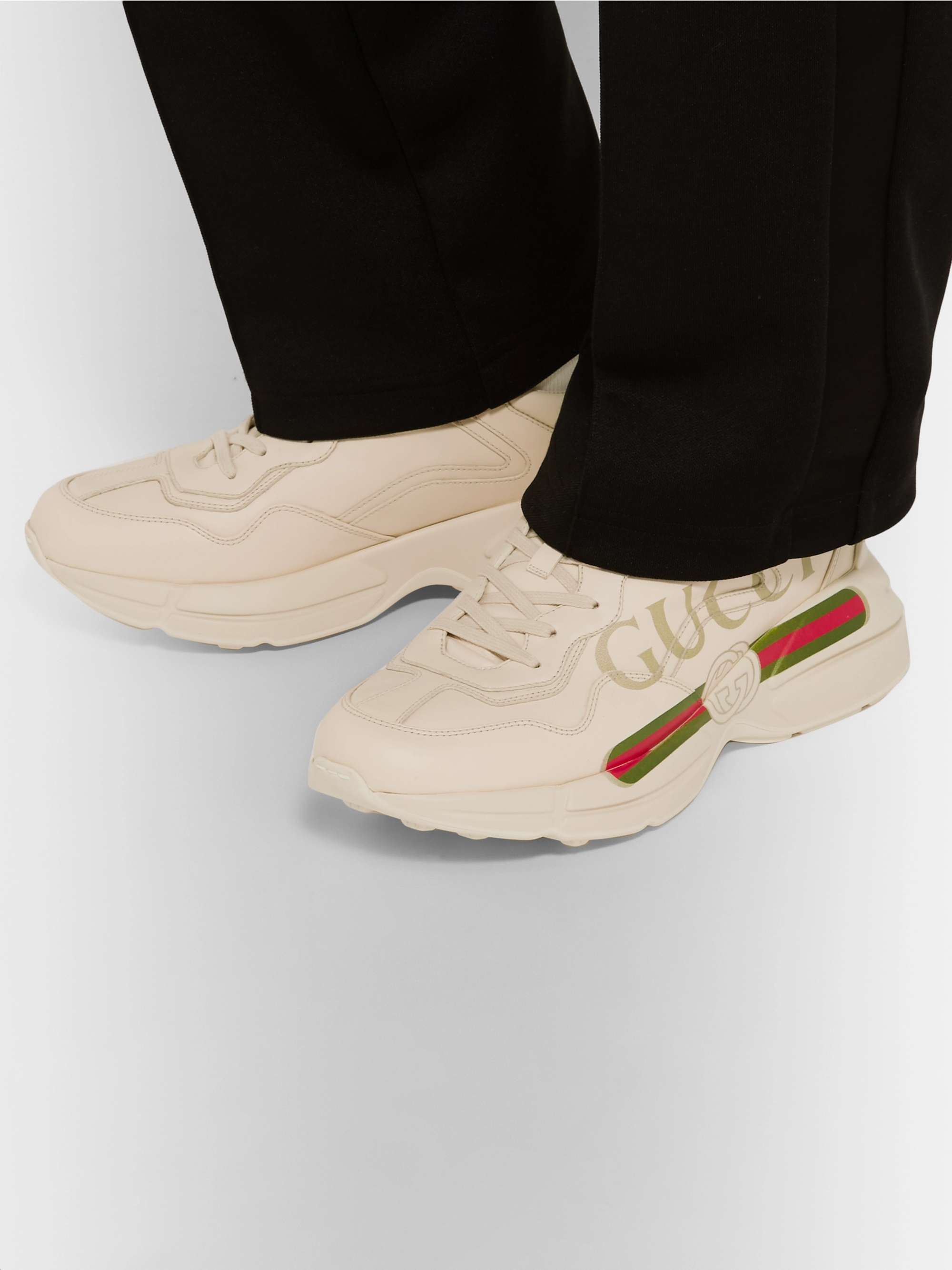 GUCCI Rhyton Logo-Print Leather Sneakers