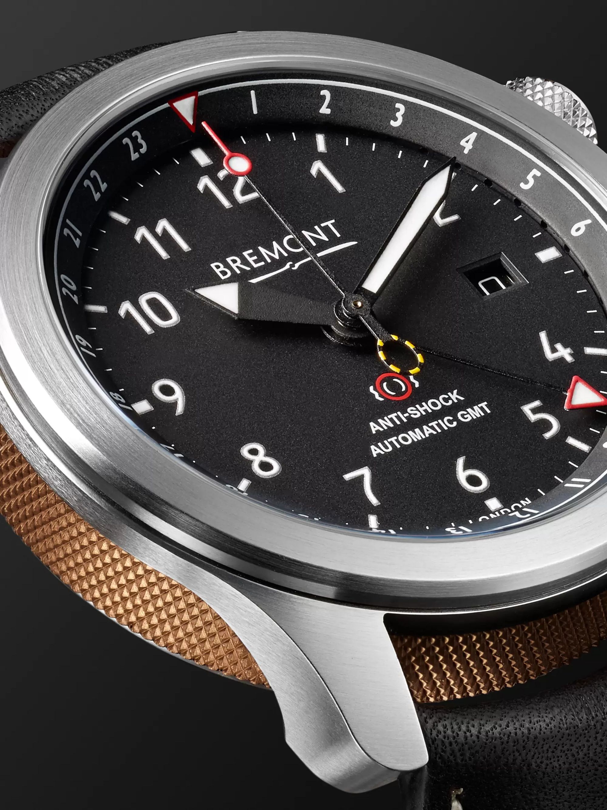 BREMONT MBIII Black Bronze Automatic GMT 43mm Stainless Steel and Leather Watch, Ref. MBIII-BK-BZ-R-S