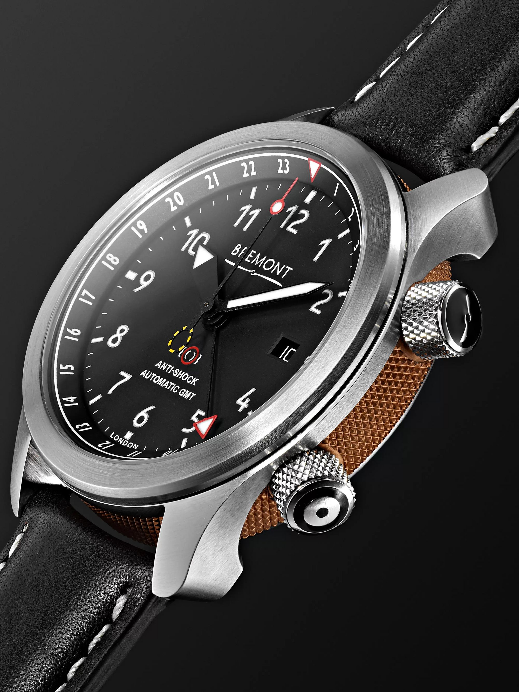 BREMONT MBIII Black Bronze Automatic GMT 43mm Stainless Steel and Leather Watch, Ref. MBIII-BK-BZ-R-S