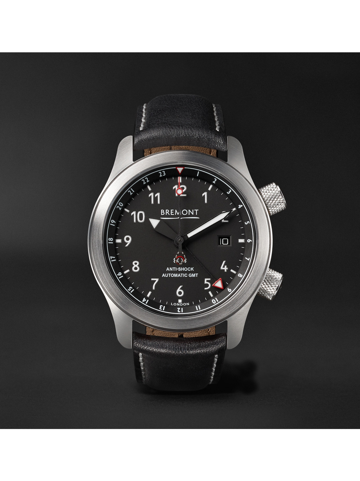 MBIII Black Bronze Automatic GMT 43mm Stainless Steel and Leather Watch, Ref. MBIII-BK-BZ-R-S