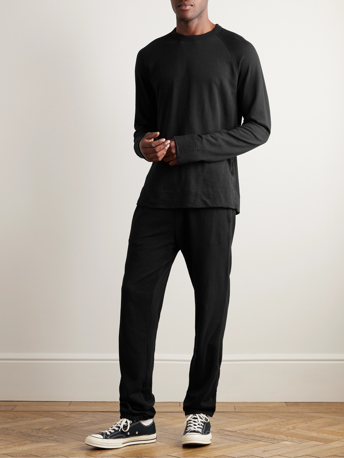 Shop James Perse Straight-leg Supima Cotton-jersey Sweatpants In Black