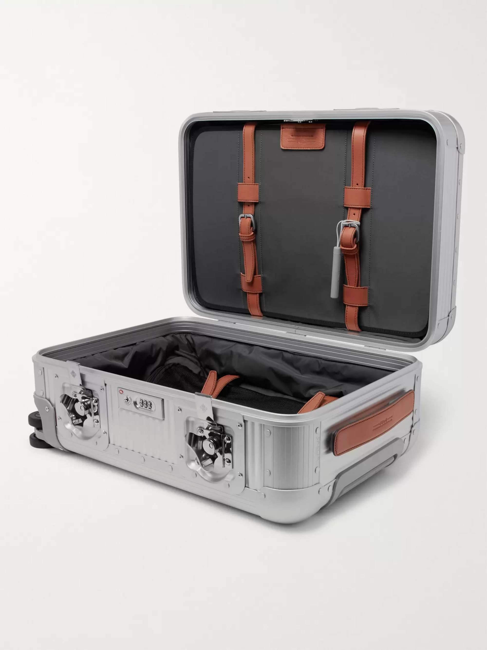 FPM MILANO Spinner 53cm Leather-Trimmed Aluminium Carry-On Suitcase