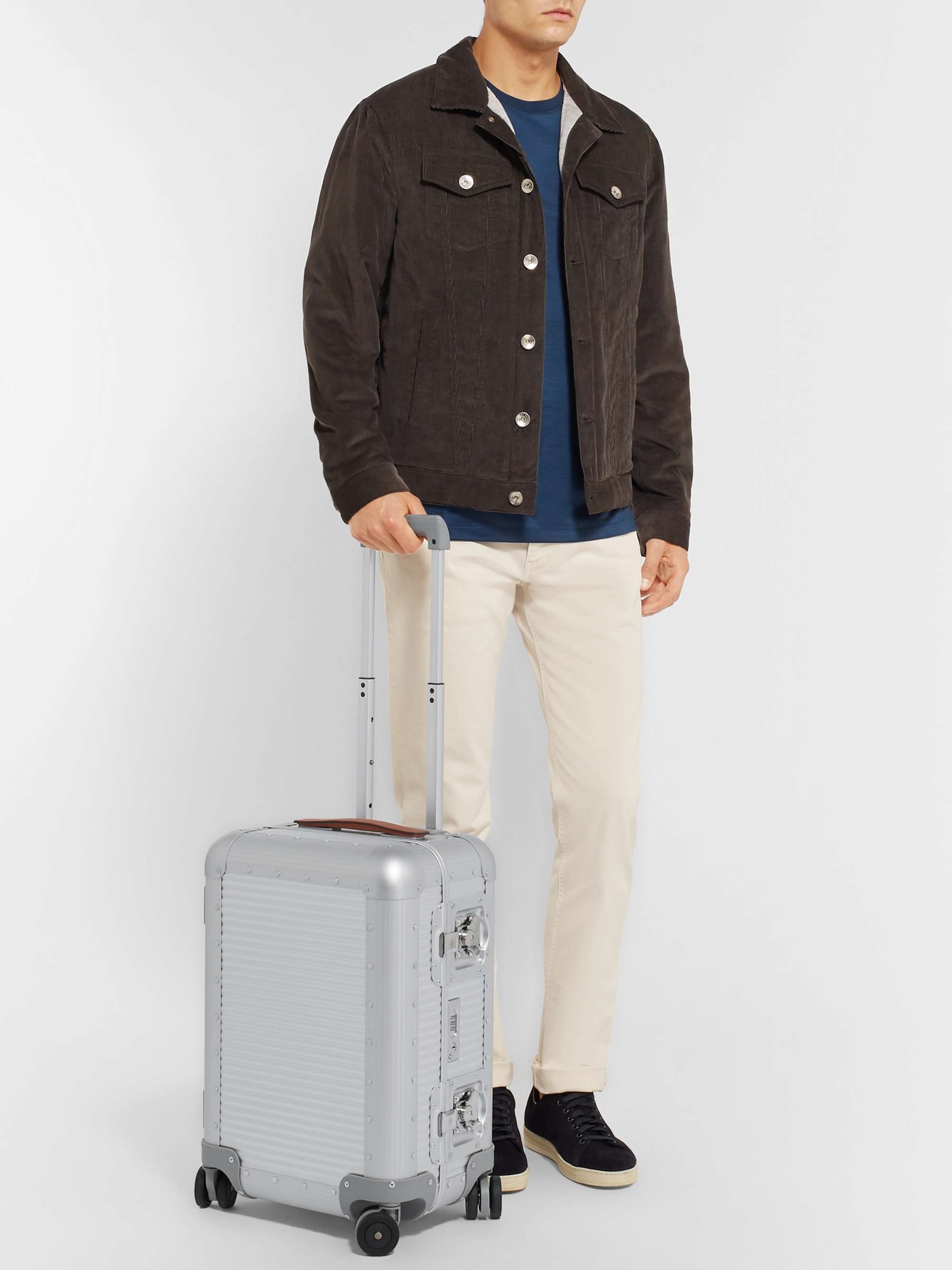 FPM MILANO Spinner 53cm Leather-Trimmed Aluminium Carry-On Suitcase