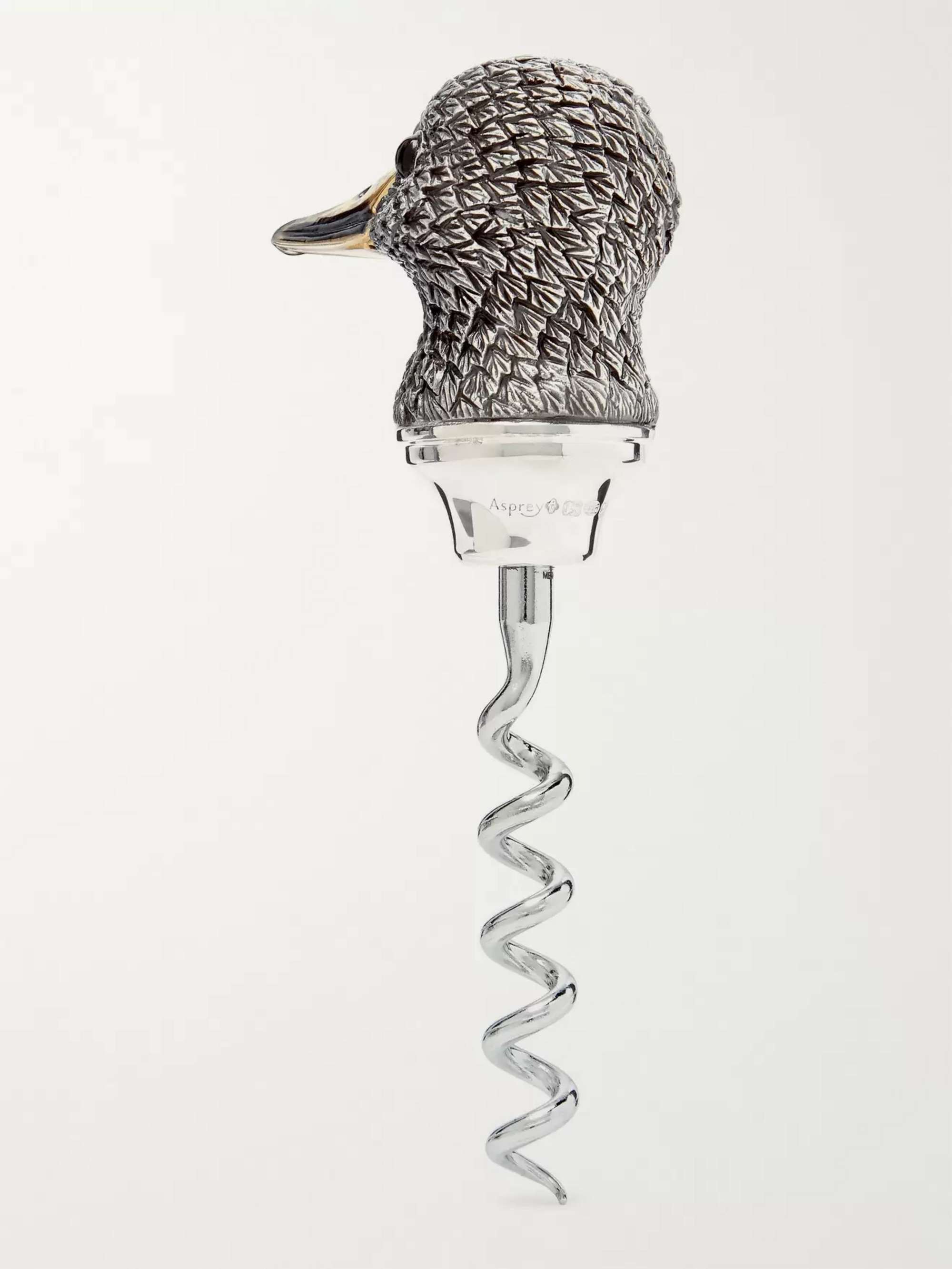 ASPREY Oxidised Sterling Silver Duck Corkscrew