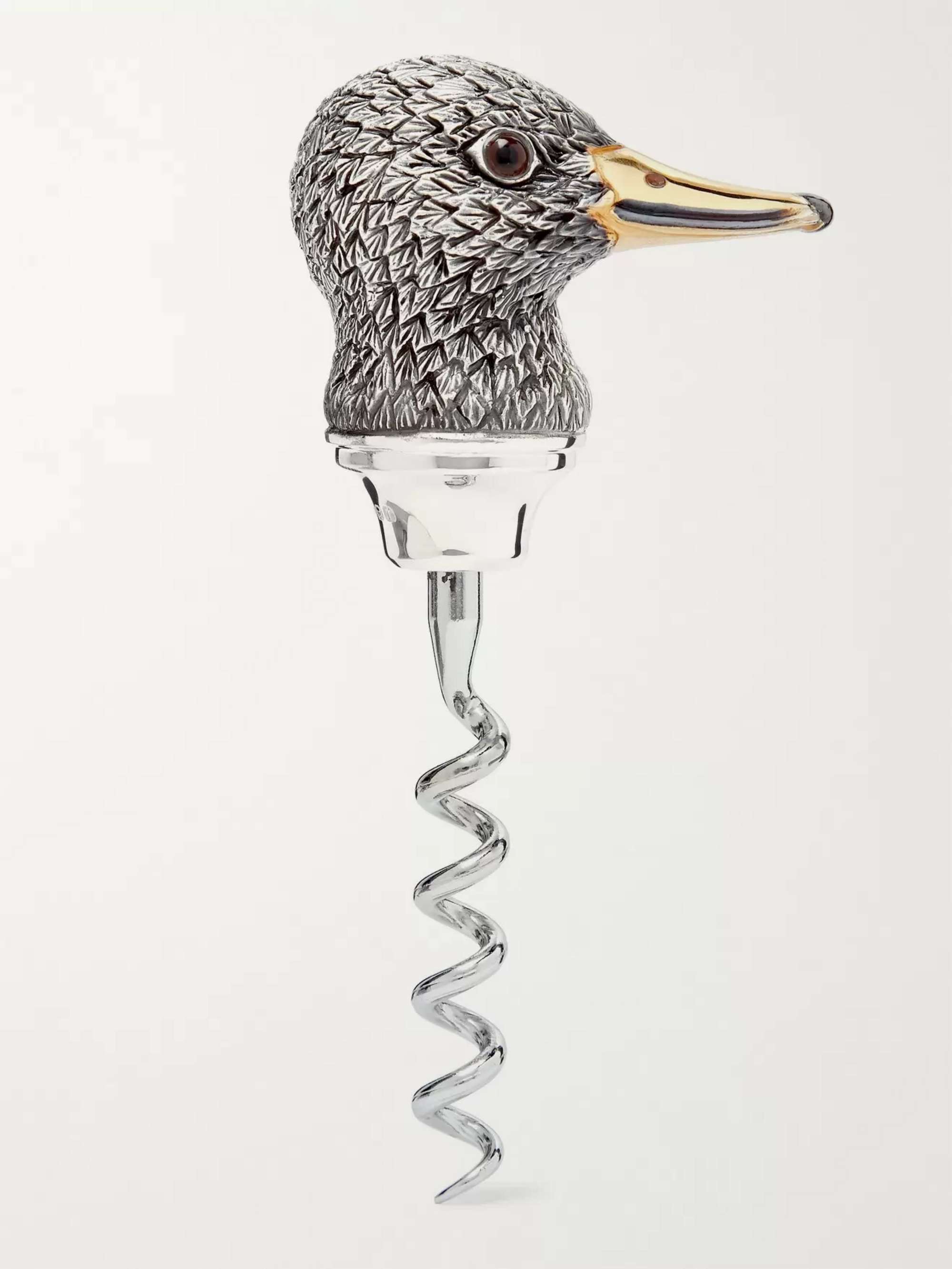 ASPREY Oxidised Sterling Silver Duck Corkscrew