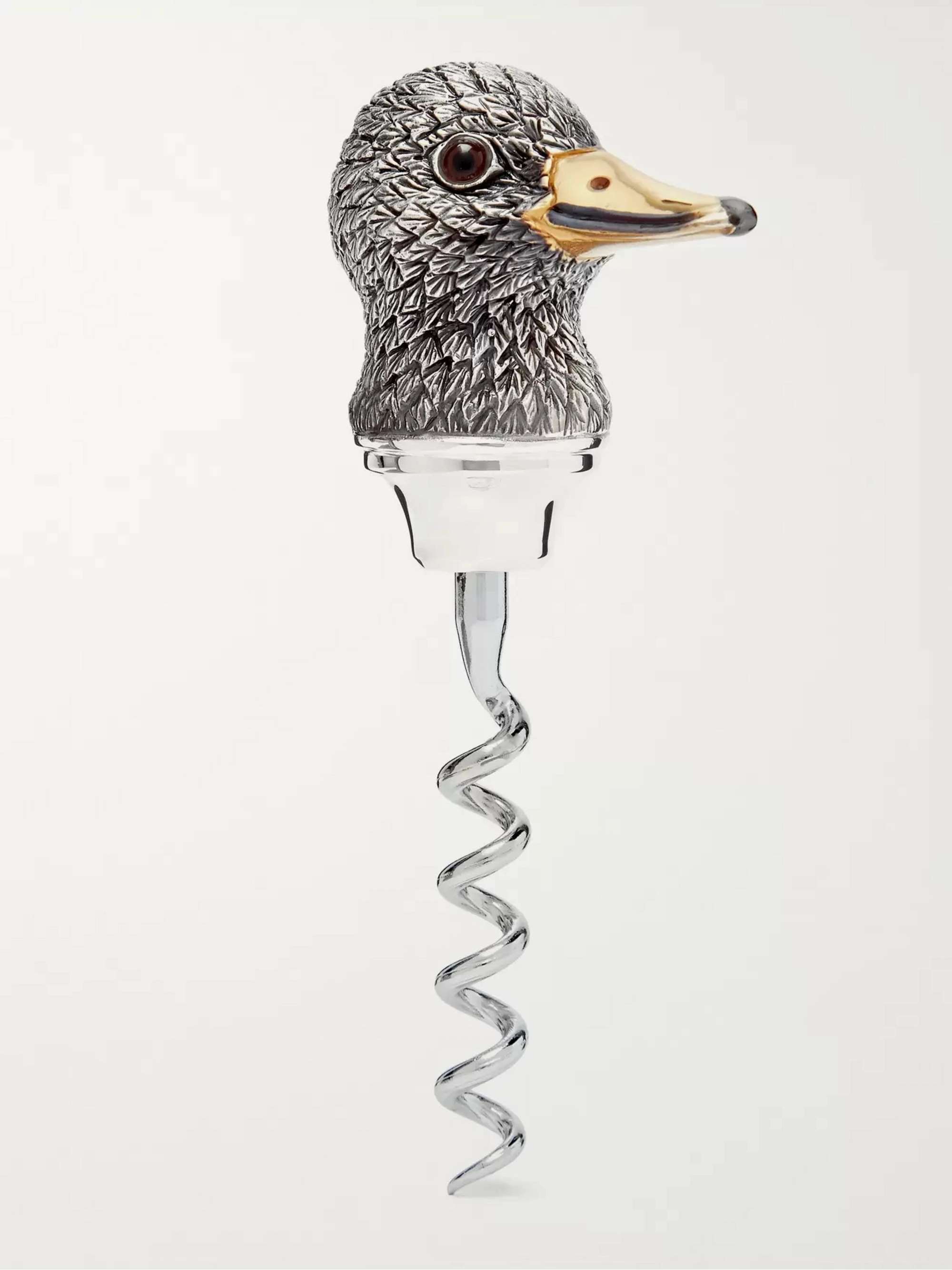 ASPREY Oxidised Sterling Silver Duck Corkscrew