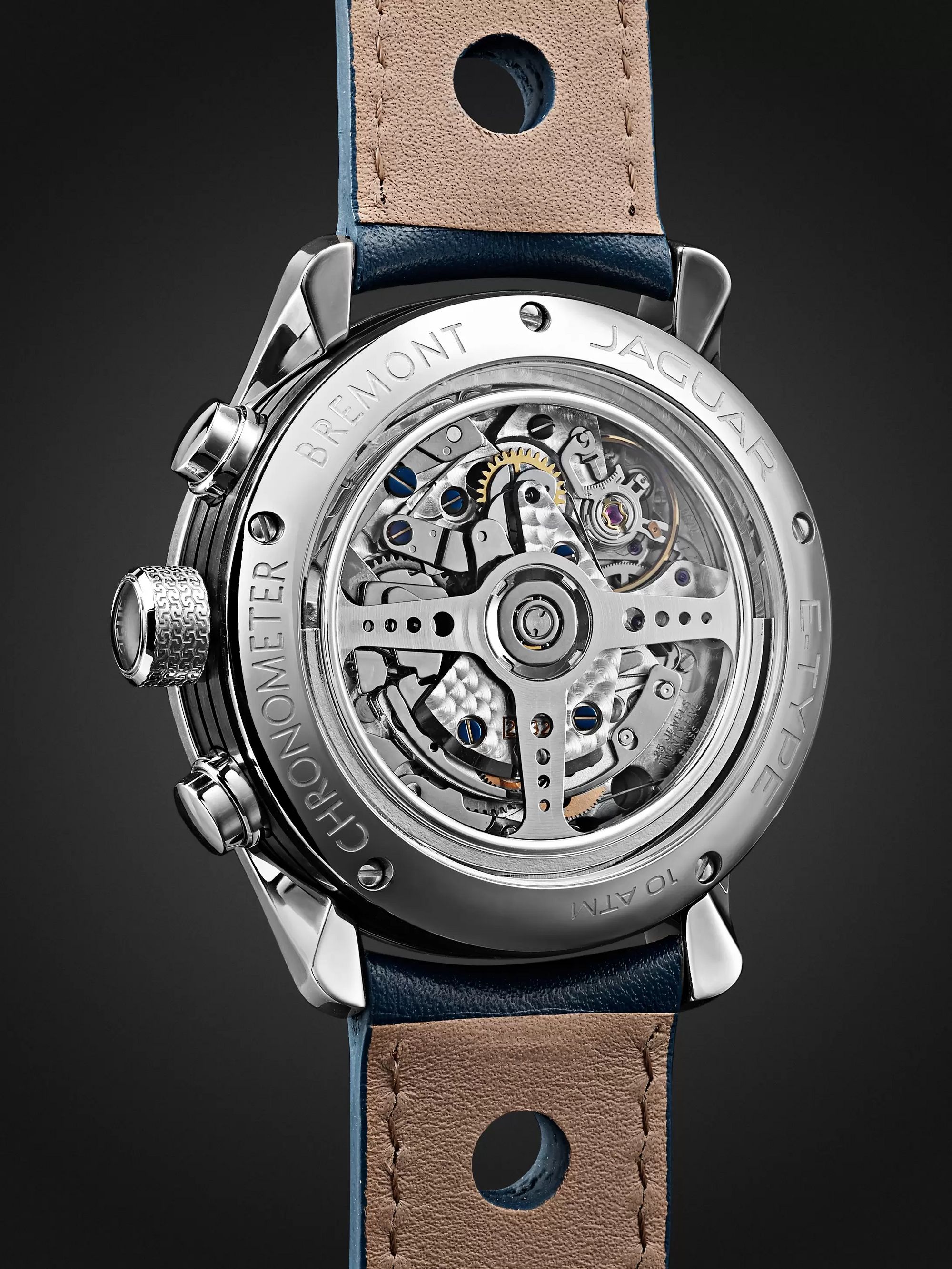 BREMONT MKII Jaguar Automatic Chronograph 43mm Stainless Steel and Leather Watch, Ref. No. J-MKII-BK-R-S