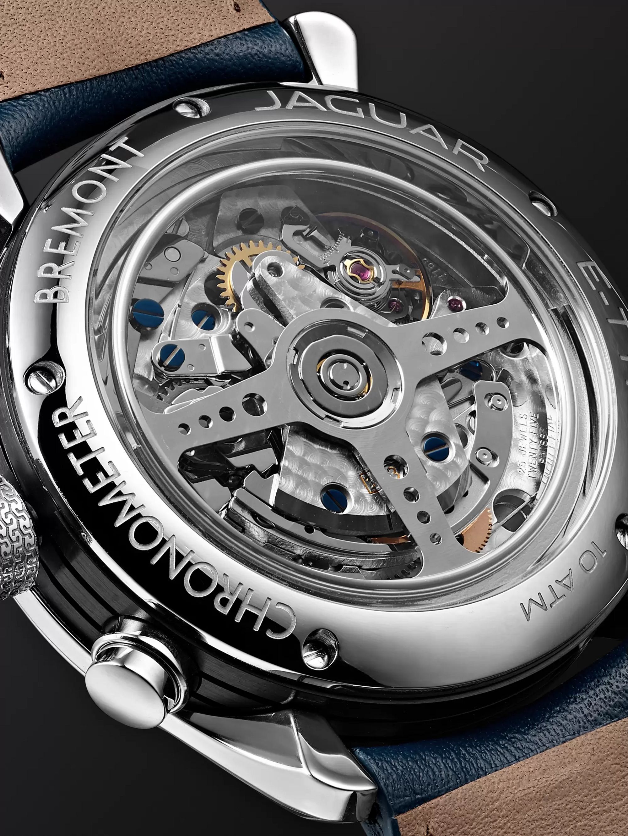 BREMONT MKII Jaguar Automatic Chronograph 43mm Stainless Steel and Leather Watch, Ref. No. J-MKII-BK-R-S