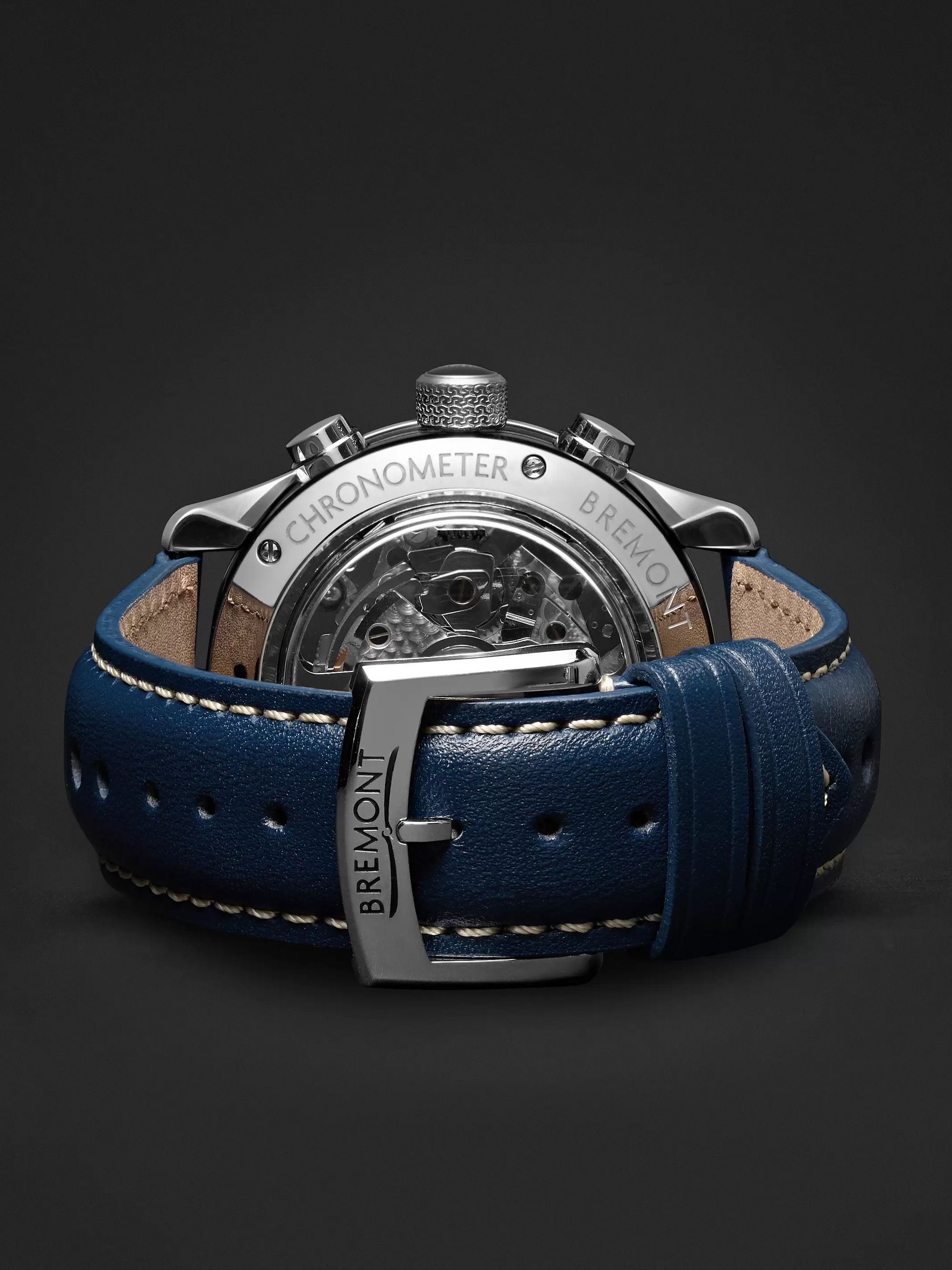 BREMONT MKII Jaguar Automatic Chronograph 43mm Stainless Steel and Leather Watch, Ref. No. J-MKII-BK-R-S