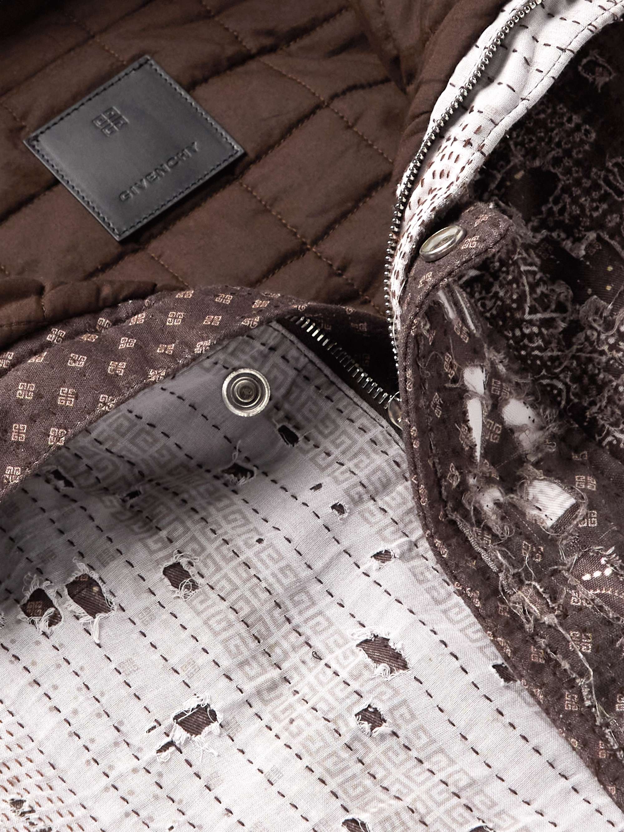 GIVENCHY Oversized Distressed Patchwork Bandana-Print Cotton Hooded Down Jacket