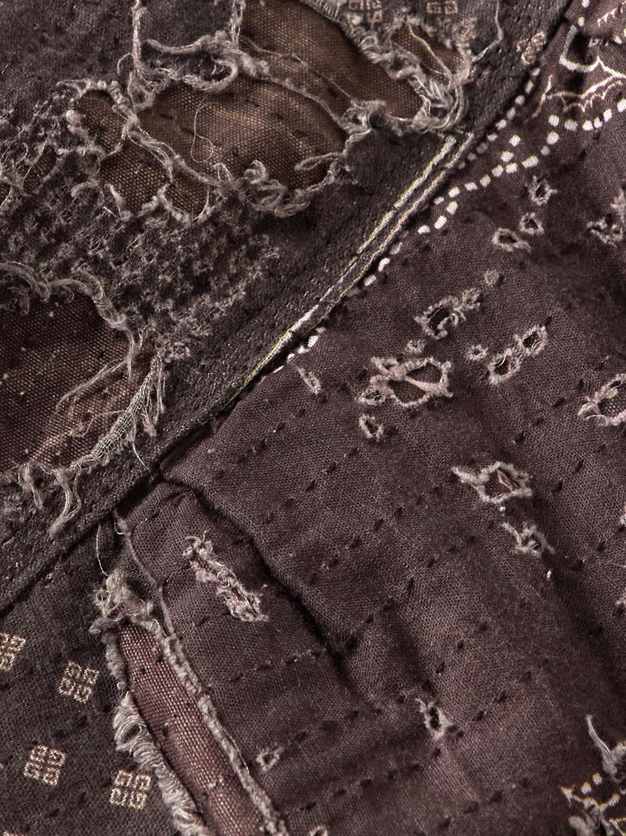 GIVENCHY Oversized Distressed Patchwork Bandana-Print Cotton Hooded Down Jacket