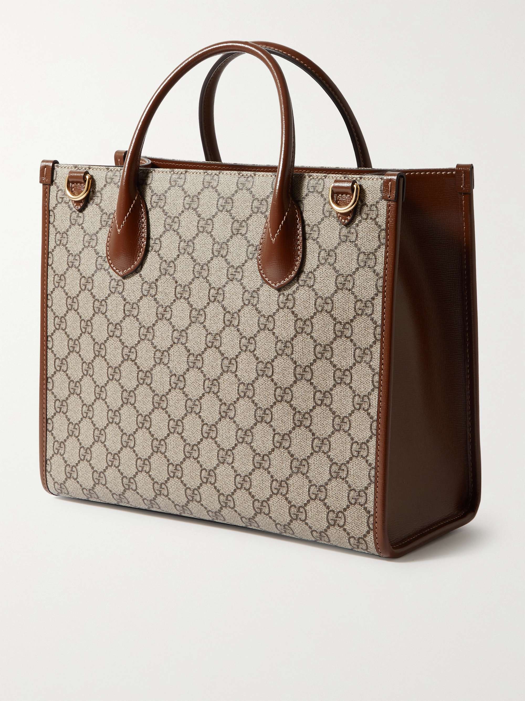 GUCCI Ophidia Leather-Trimmed Monogrammed Coated-Canvas Tote Bag for Men