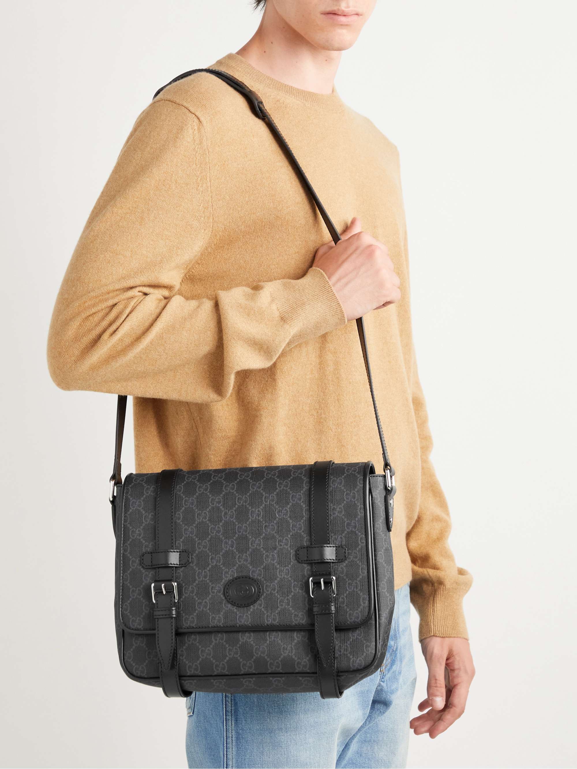 Gucci Monogram Crossbody Bag in Black for Men