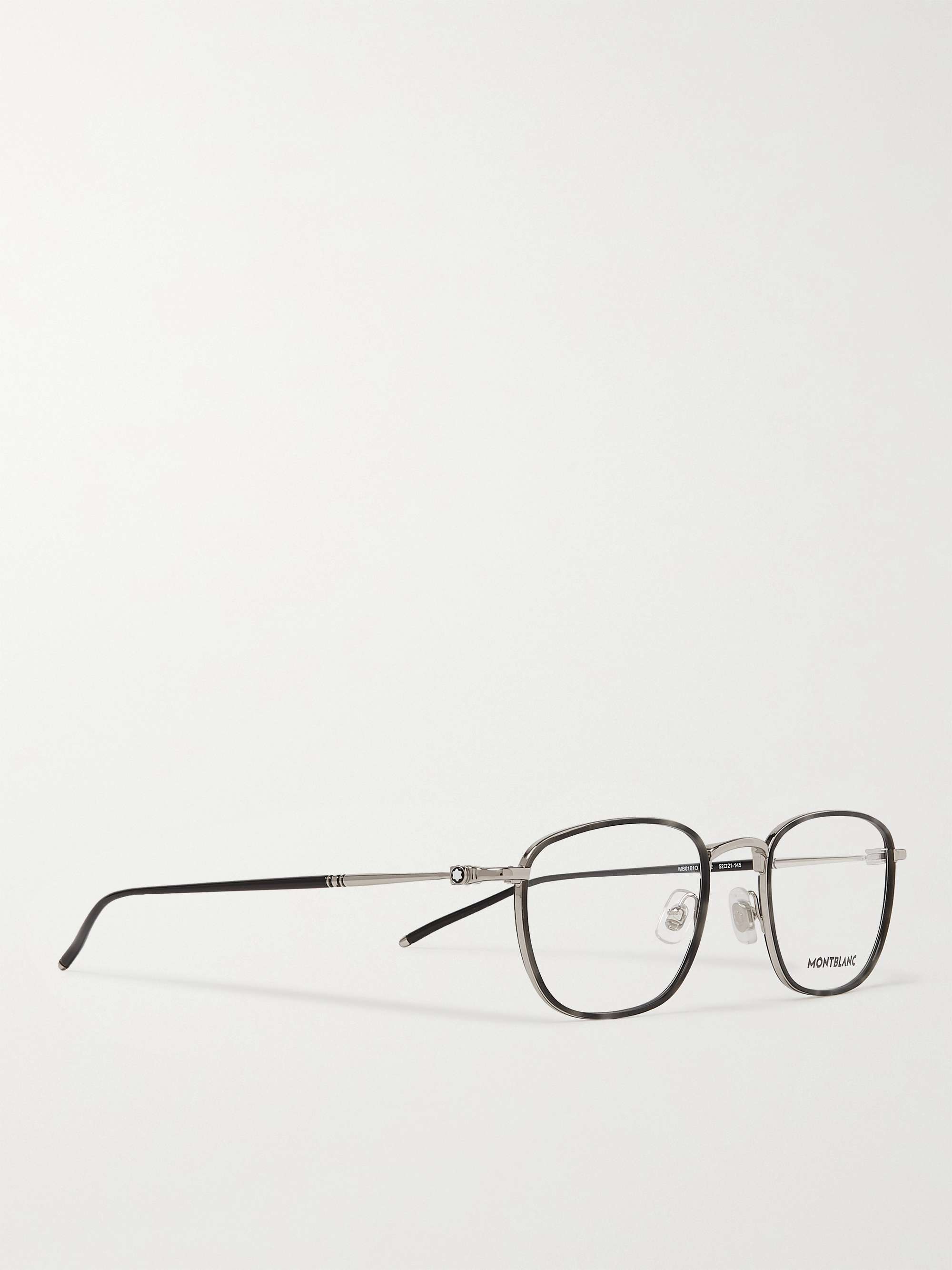 MONTBLANC Square-Frame Silver-Tone and Acetate Optical Glasses