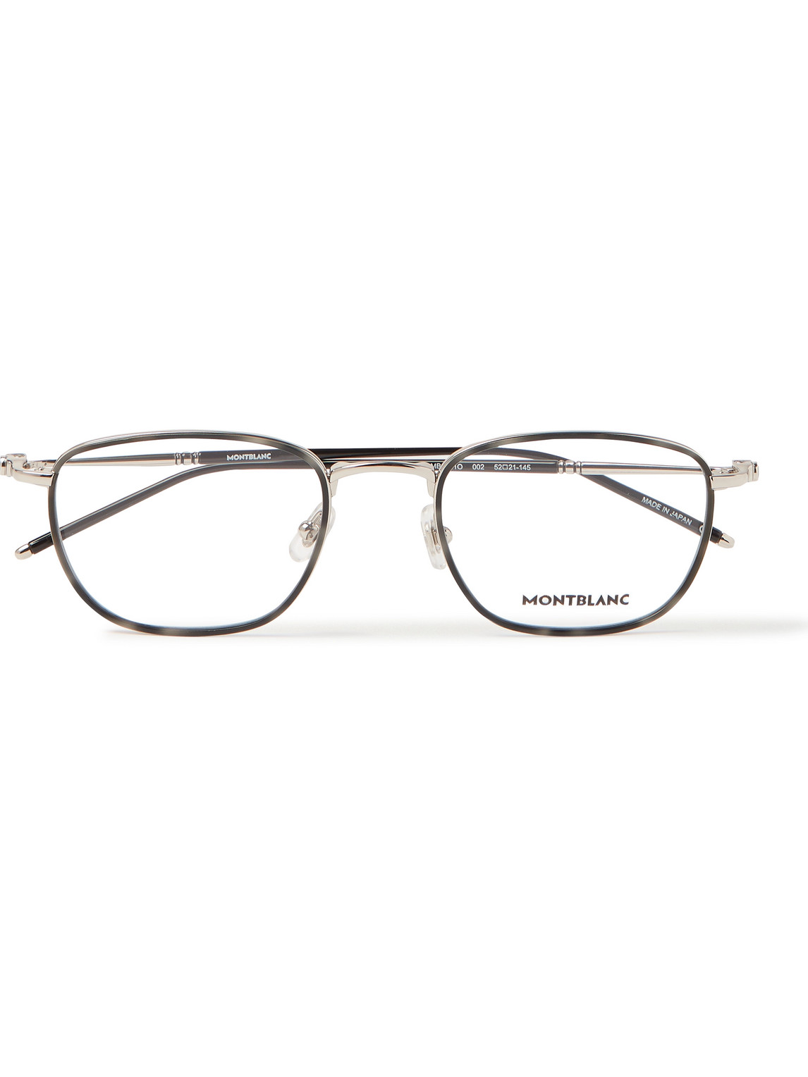 Montblanc Square-frame Silver-tone And Acetate Optical Glasses In Gray
