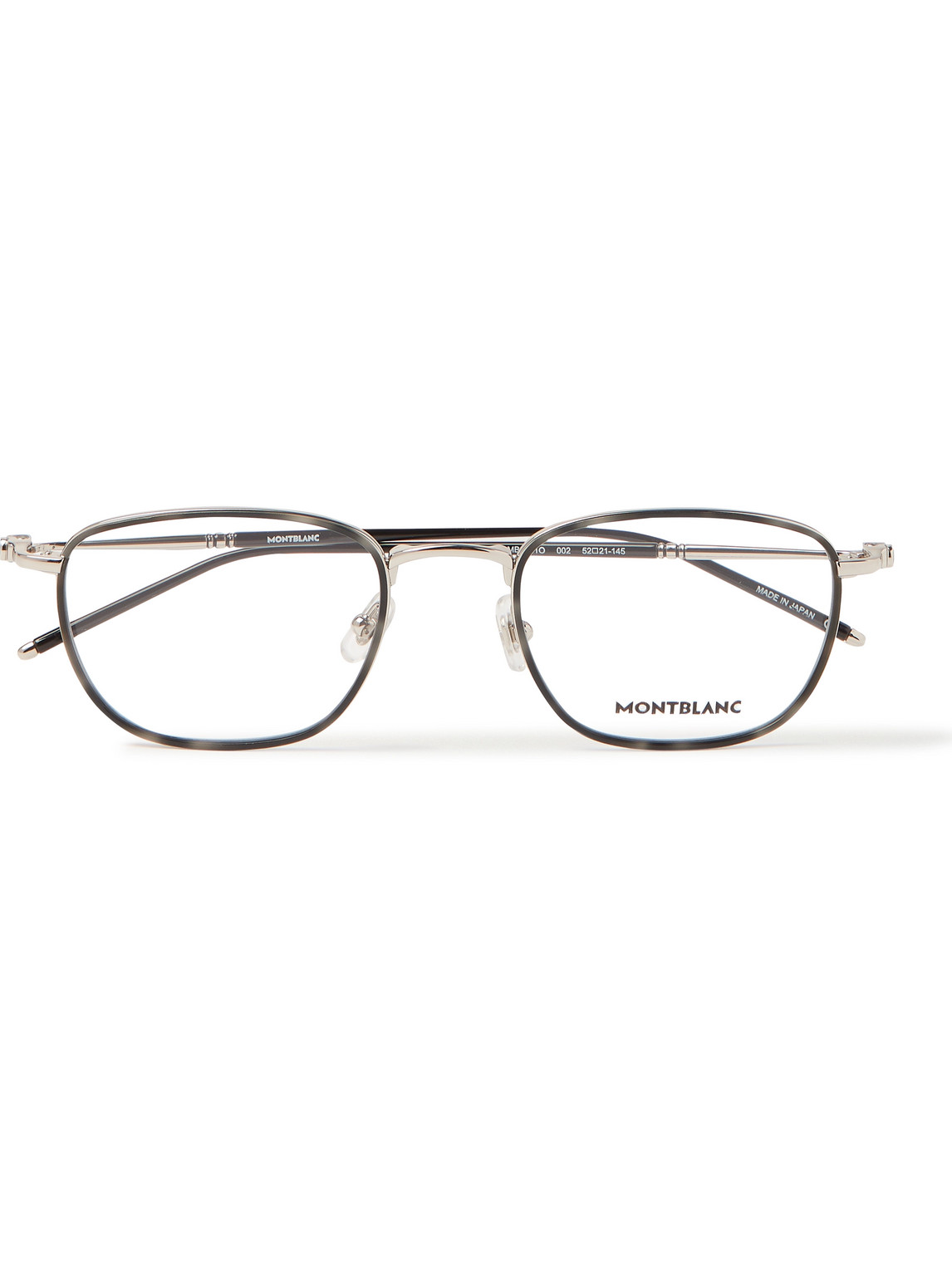 Montblanc Squareframe Silvertone And Acetate Optical Glasses In Gray