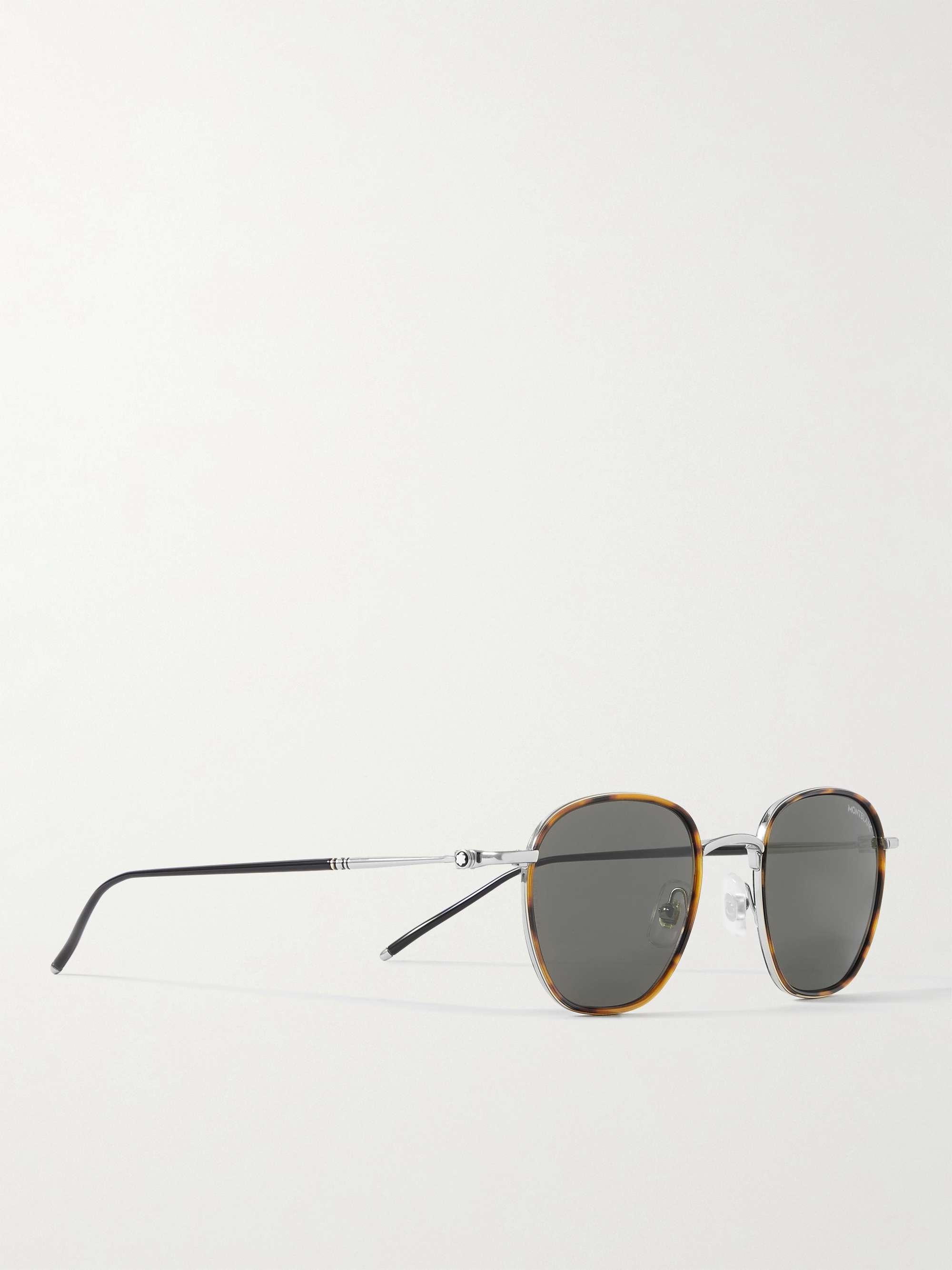 MONTBLANC Round-Frame Tortoiseshell Acetate and Silver-Tone Sunglasses