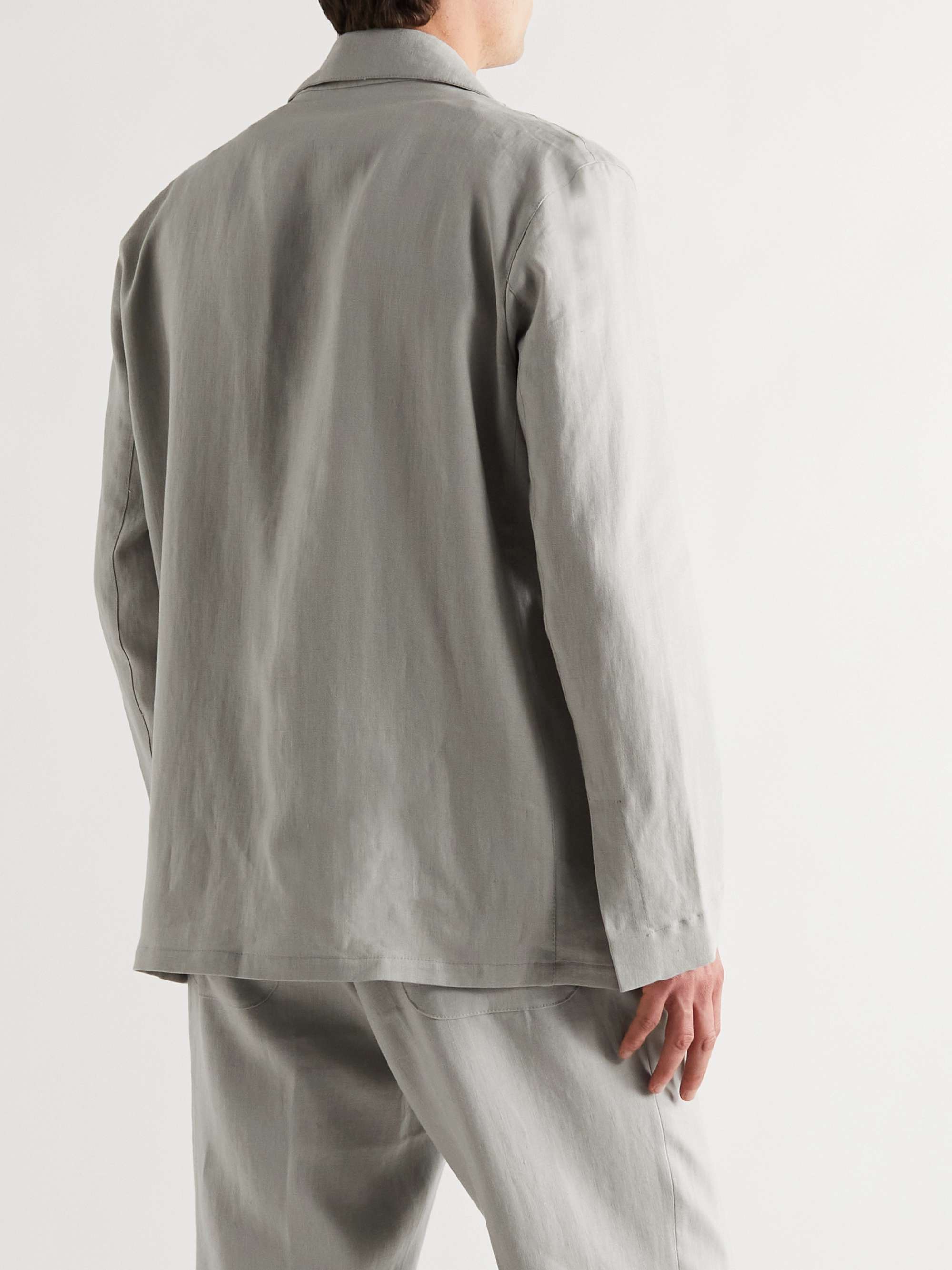 STÒFFA Unstructured Double-Breasted Linen-Canvas Suit Jacket