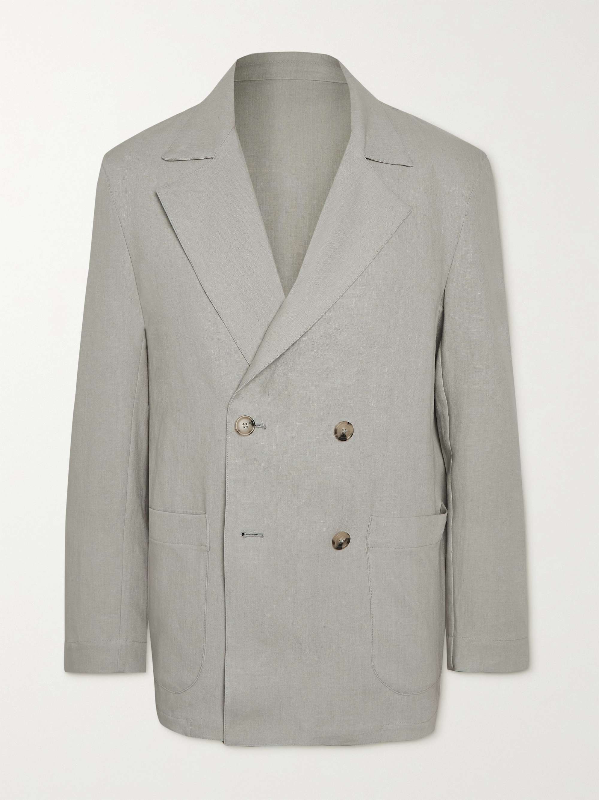 STÒFFA Unstructured Double-Breasted Linen-Canvas Suit Jacket