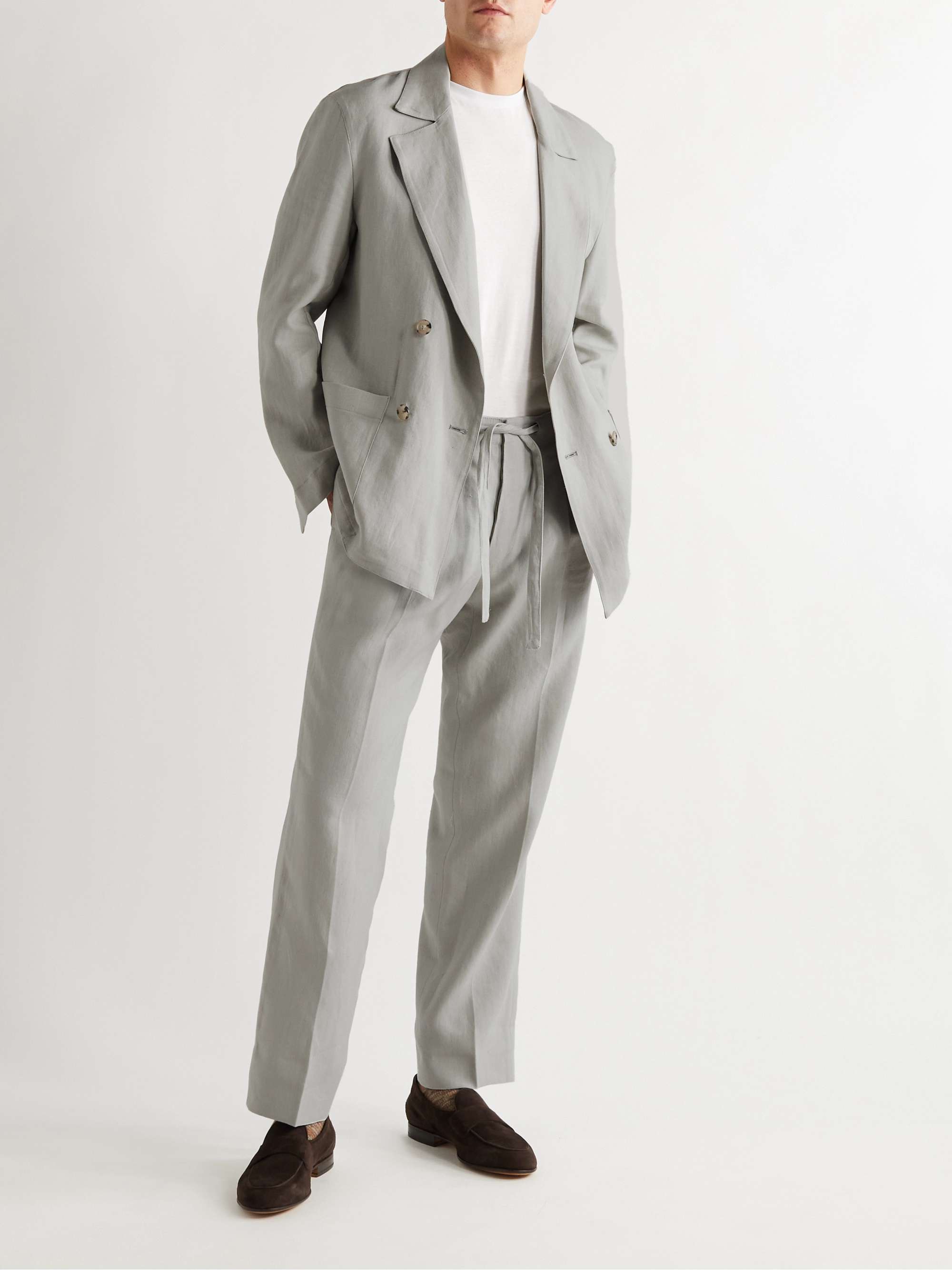 STÒFFA Unstructured Double-Breasted Linen-Canvas Suit Jacket