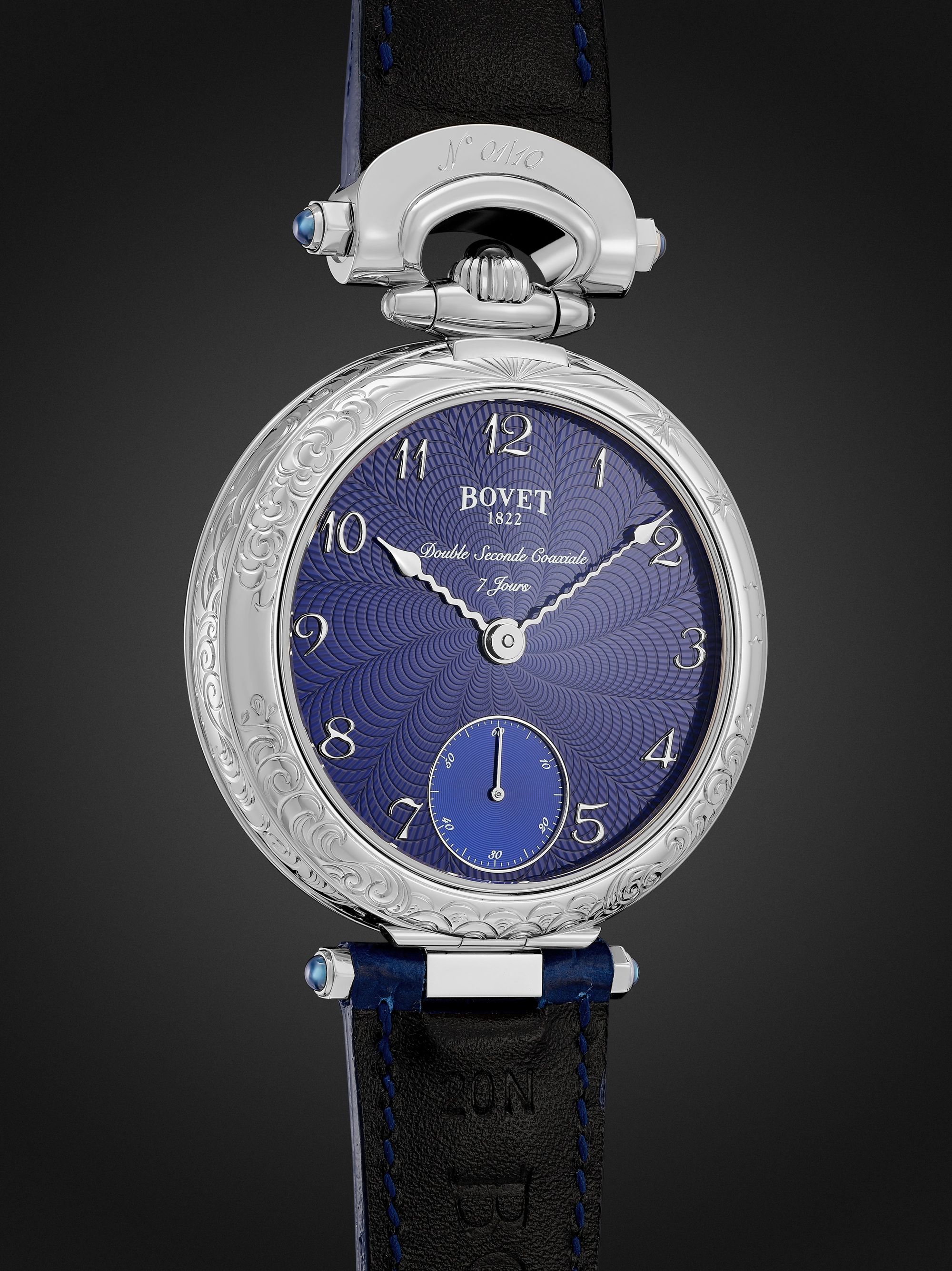 BOVET Monsieur BOVET Hand-Wound 43mm 18-Karat White Gold and Alligator-Effect Leather Watch, Ref. No. AI43018-G46