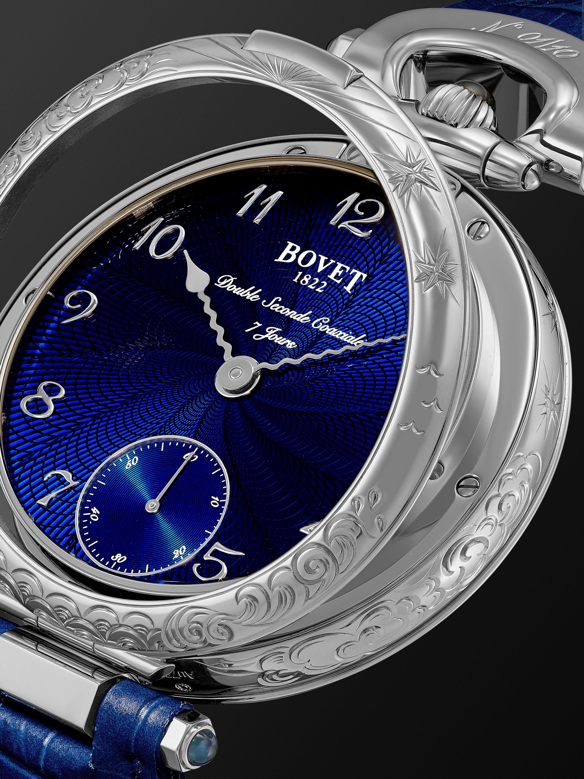BOVET Monsieur BOVET Hand-Wound 43mm 18-Karat White Gold and Alligator-Effect Leather Watch, Ref. No. AI43018-G46