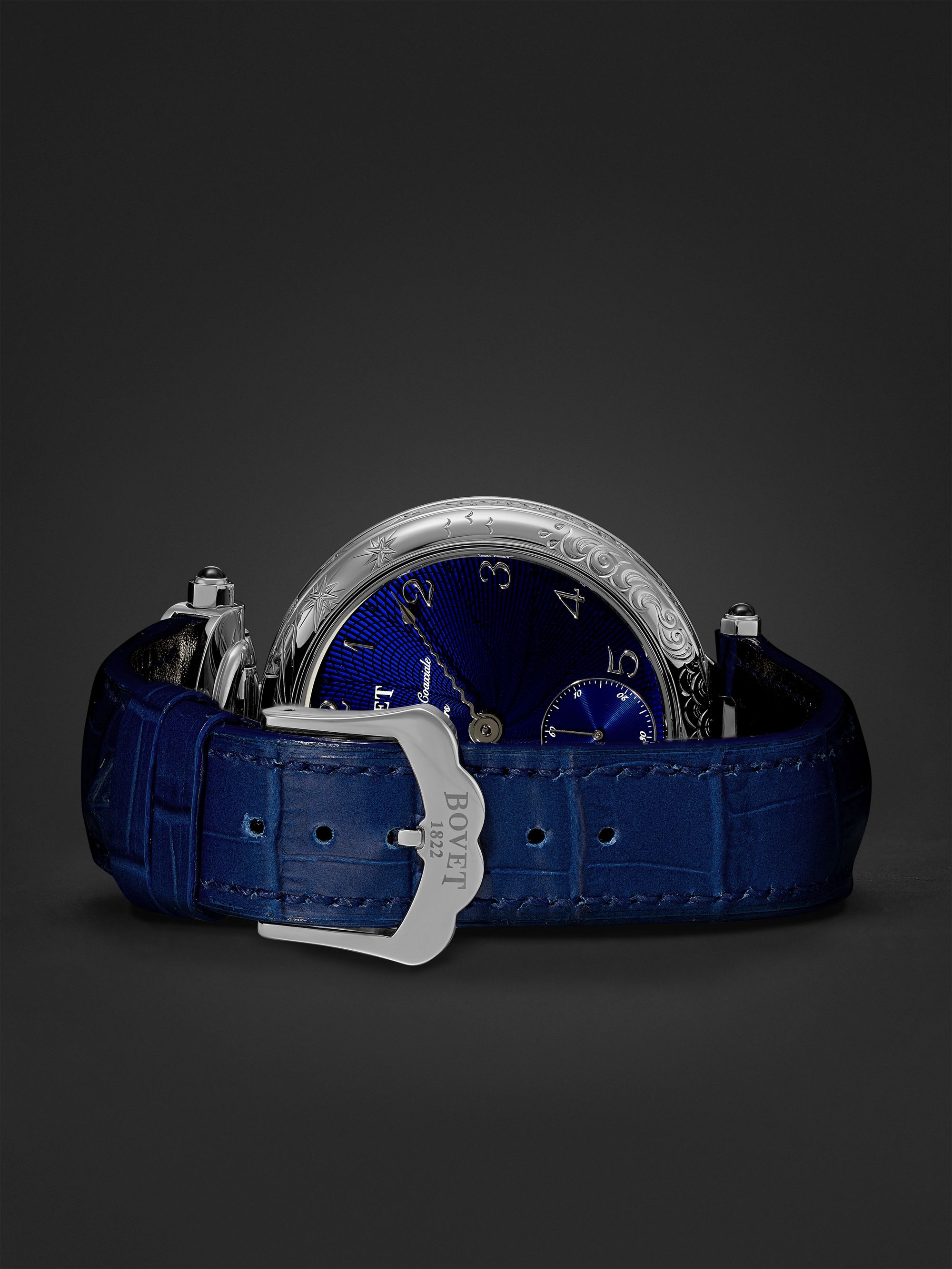 BOVET Monsieur BOVET Hand-Wound 43mm 18-Karat White Gold and Alligator-Effect Leather Watch, Ref. No. AI43018-G46