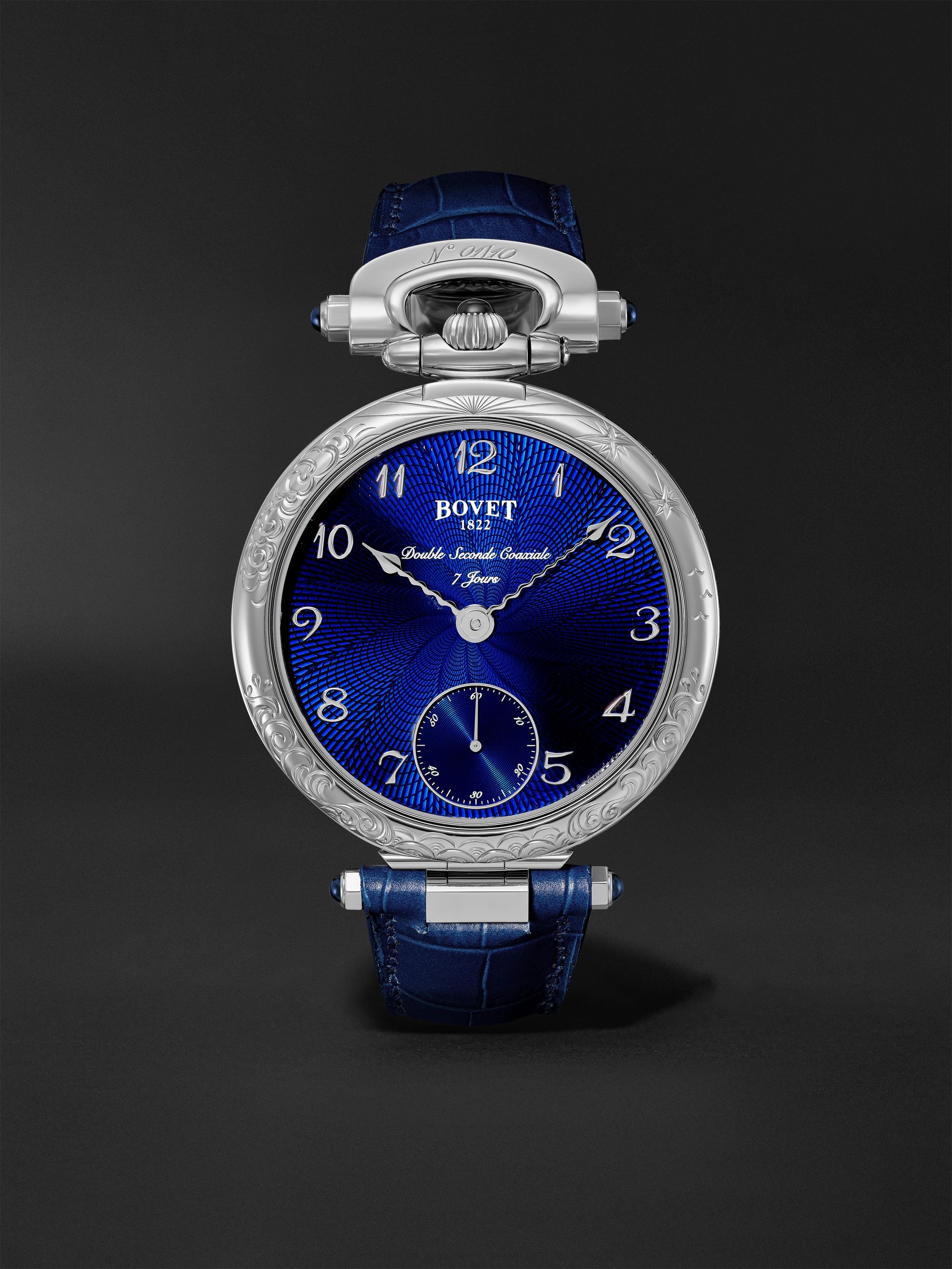 BOVET Monsieur BOVET Hand-Wound 43mm 18-Karat White Gold and Alligator-Effect Leather Watch, Ref. No. AI43018-G46