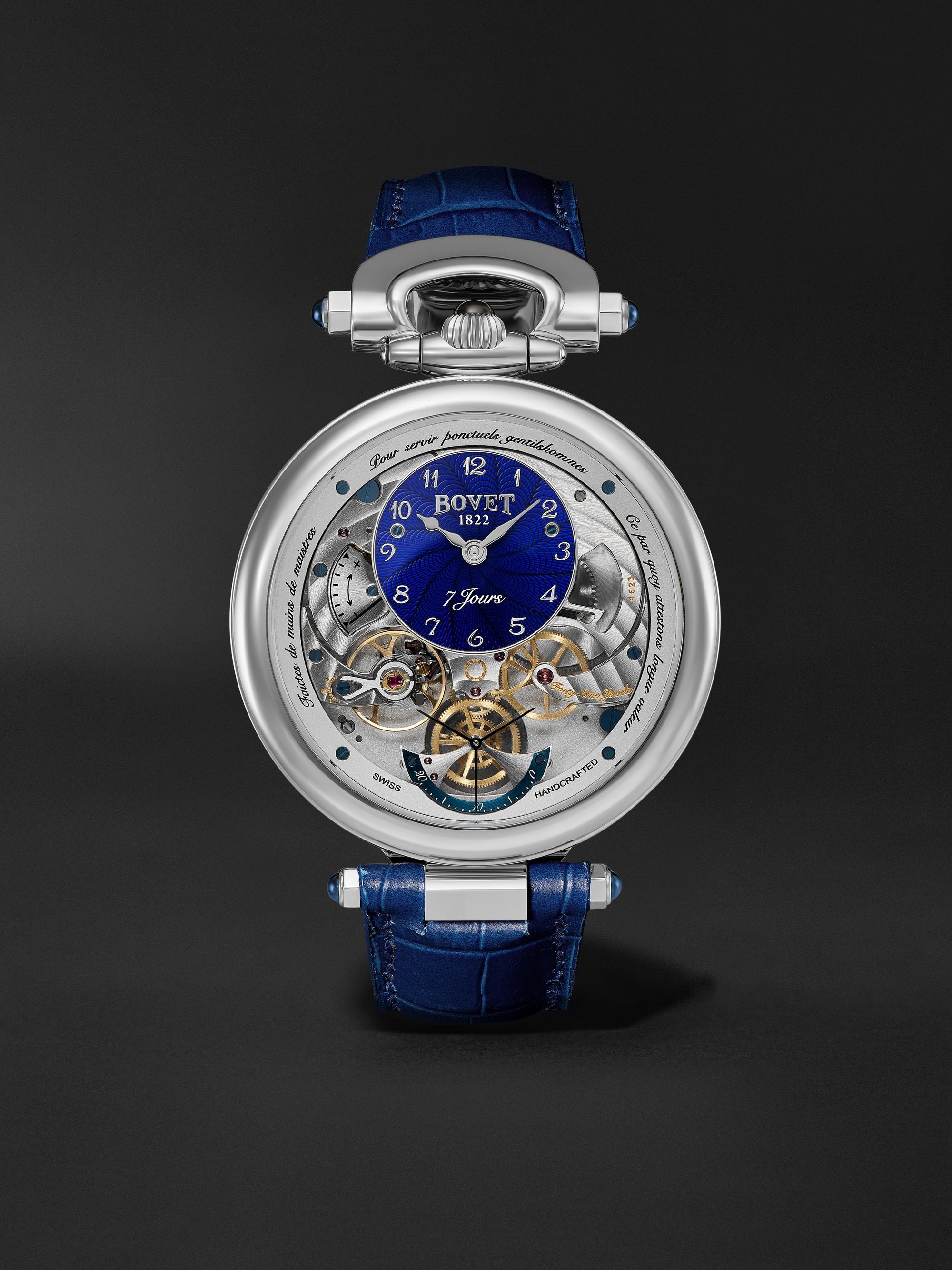 BOVET Monsieur BOVET Hand-Wound 43mm 18-Karat White Gold and Alligator-Effect Leather Watch, Ref. No. AI43018-G46