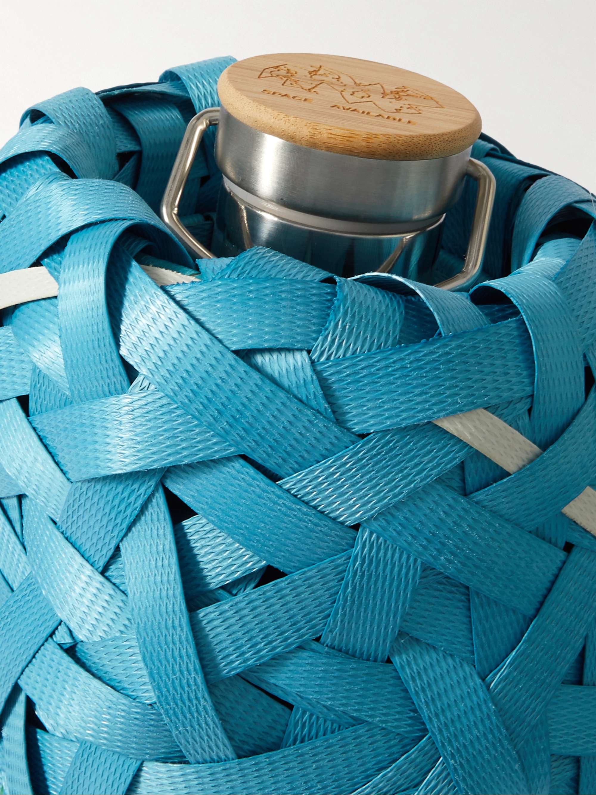 SPACE AVAILABLE Steel and Bamboo Water Bottle and Recycled Plastic Holder
