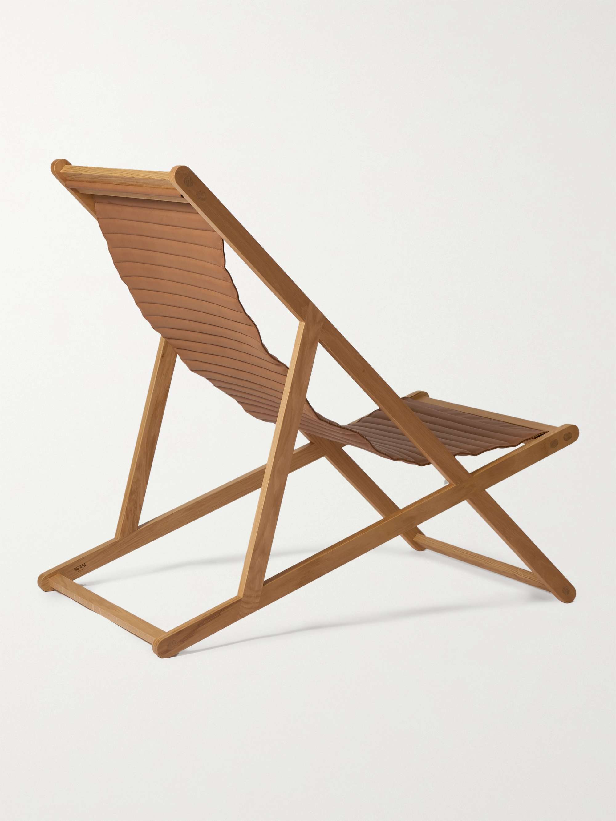SSAM Wood and Leather Deck Chair
