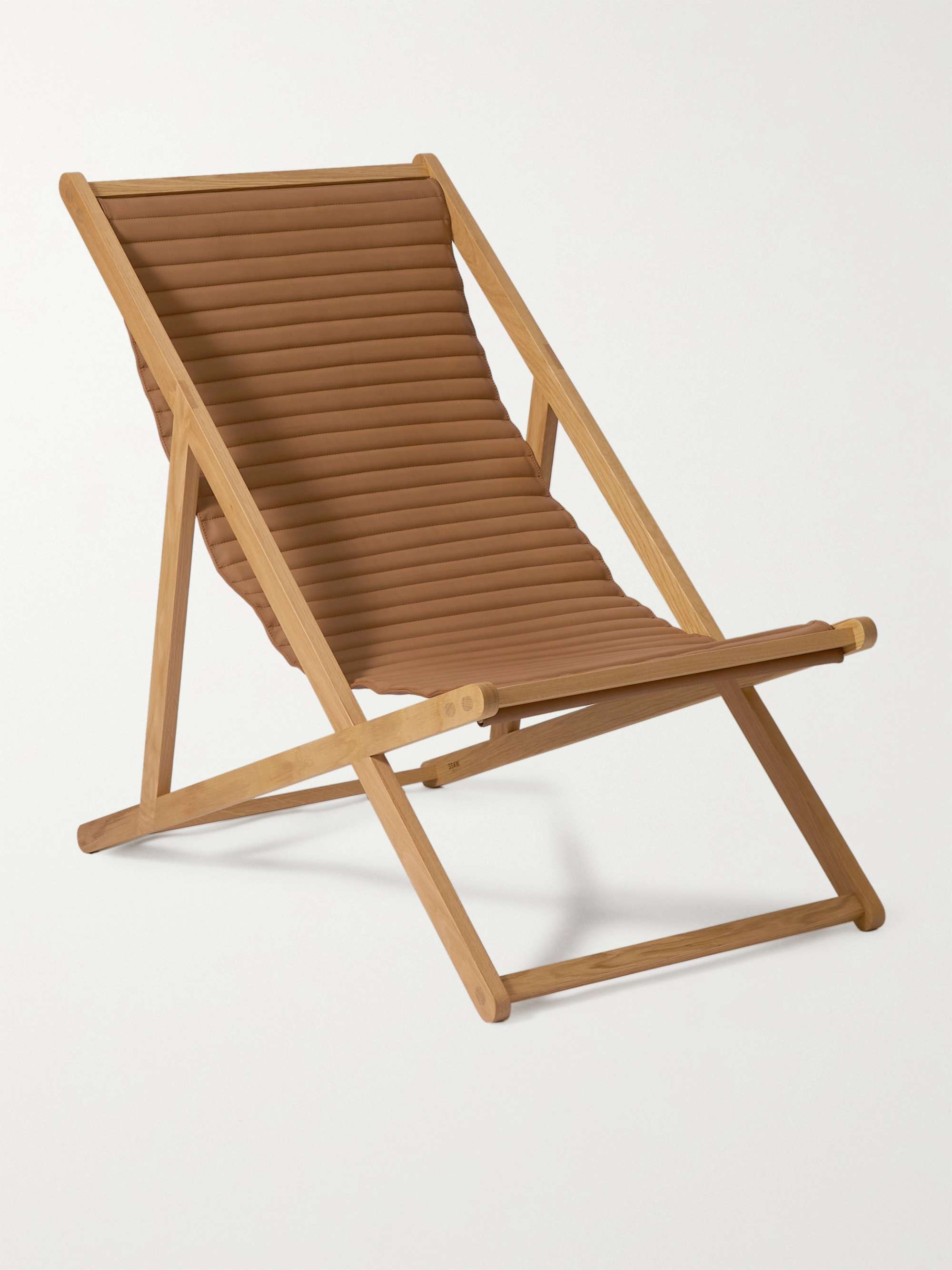 SSAM Wood and Leather Deck Chair