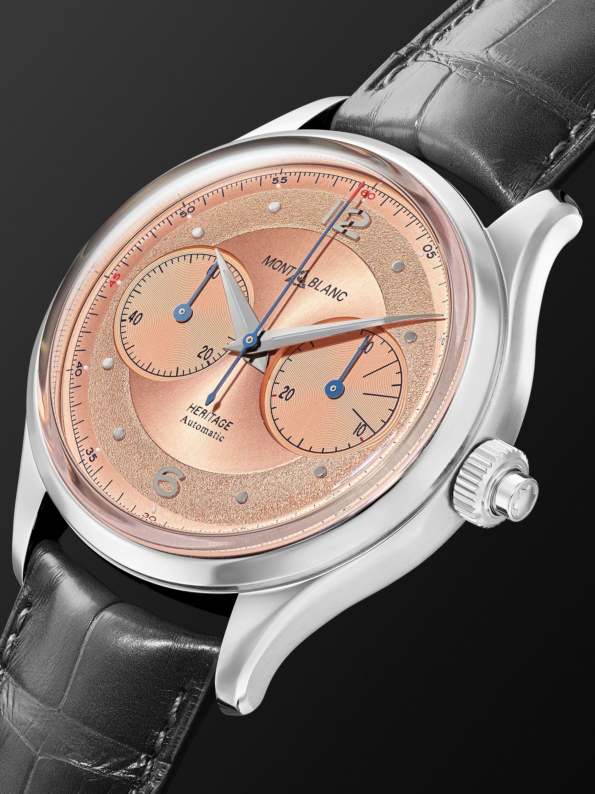 MONTBLANC Heritage Monopusher Automatic Chronograph 42mm Stainless Steel and Alligator Watch, Ref. No. 119951