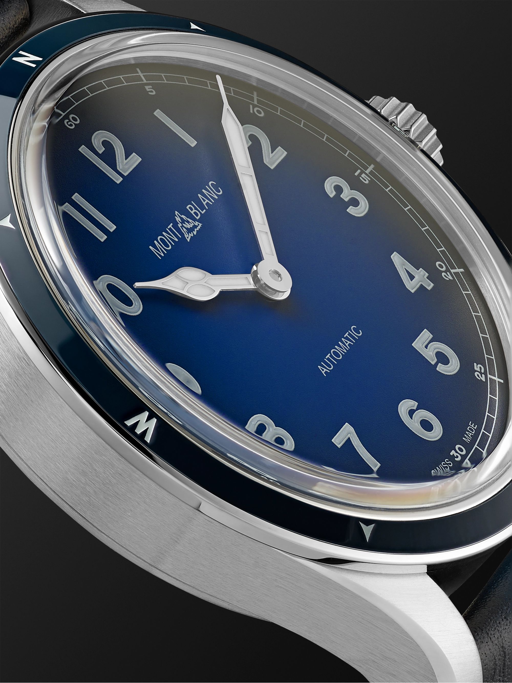 MONTBLANC 1858 Automatic 40mm Stainless Steel and Leather Watch, Ref. No. 126758